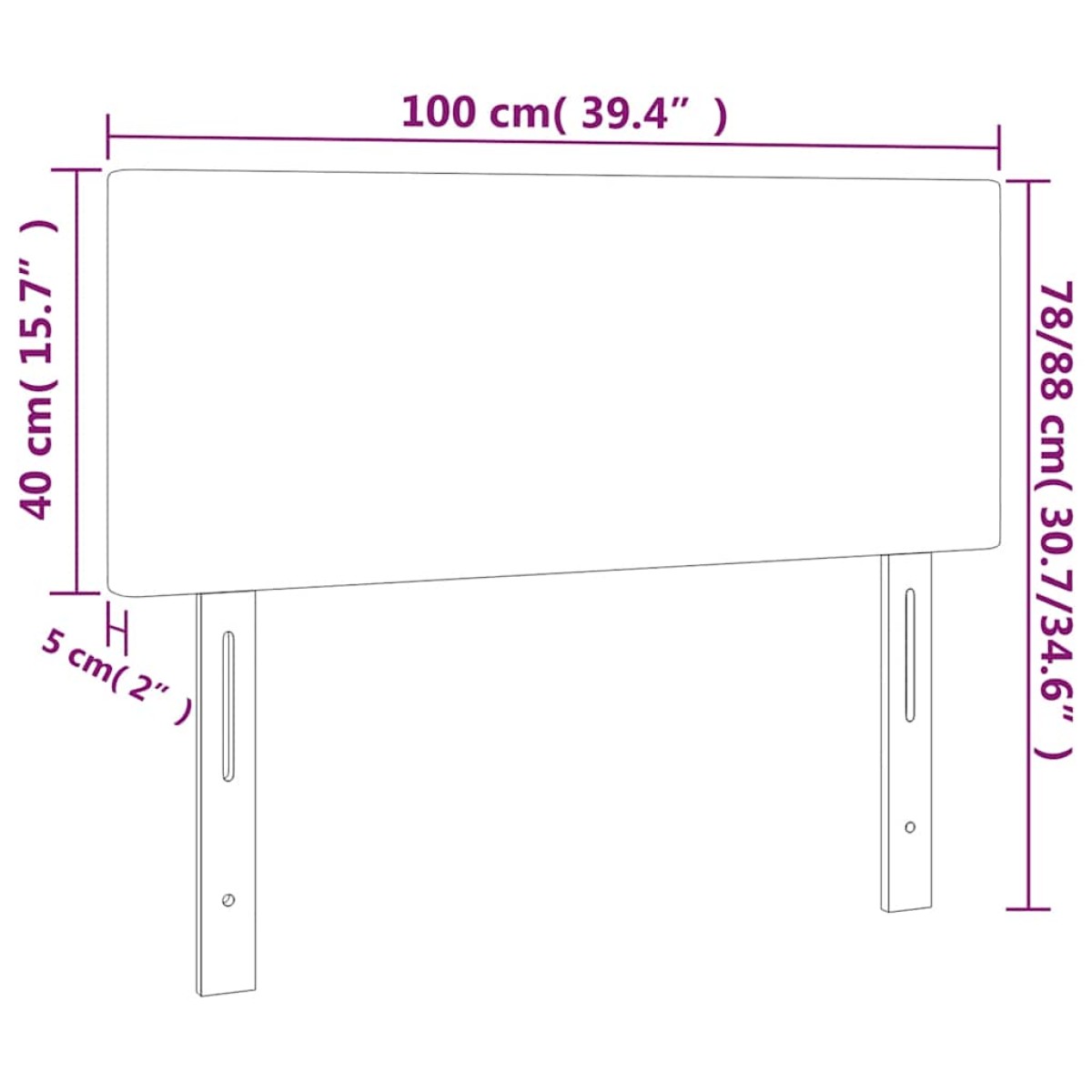 vidaXL Κεφαλάρι Κρεβατιού LED Σκούρο Πράσινο 100x5x78/88 εκ. Βελούδινο