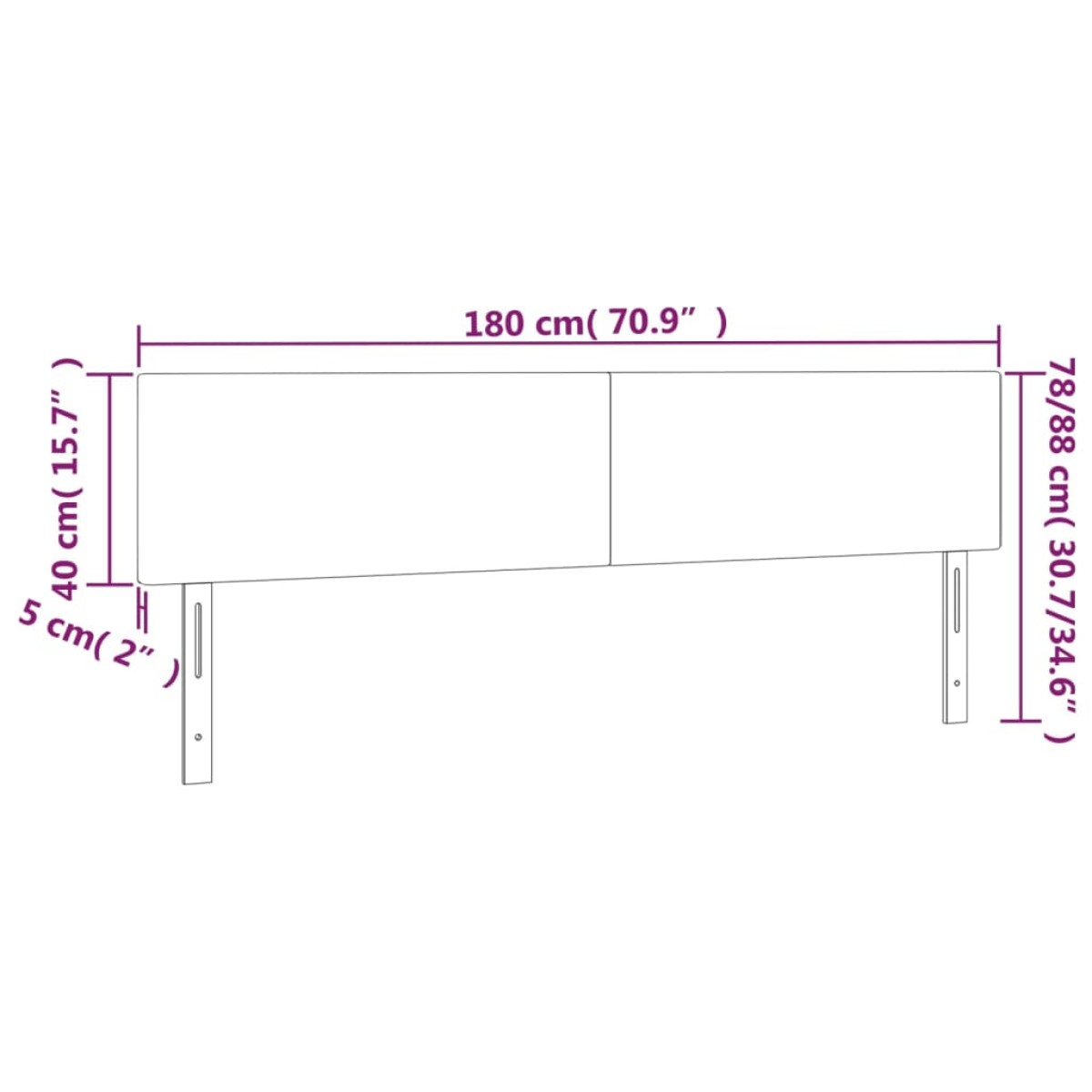 vidaXL Κεφαλάρι Κρεβατιού LED Σκούρο Γκρι 180x5x78/88 εκ. Βελούδινο