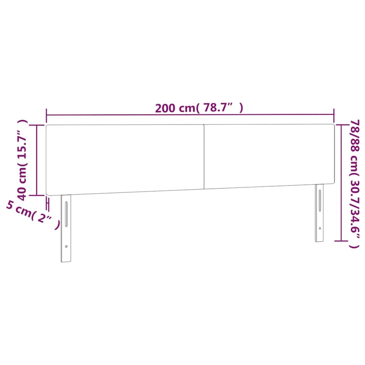 vidaXL Κεφαλάρι Κρεβατιού LED Σκούρο Μπλε 200x5x78/88 εκ. Βελούδινο
