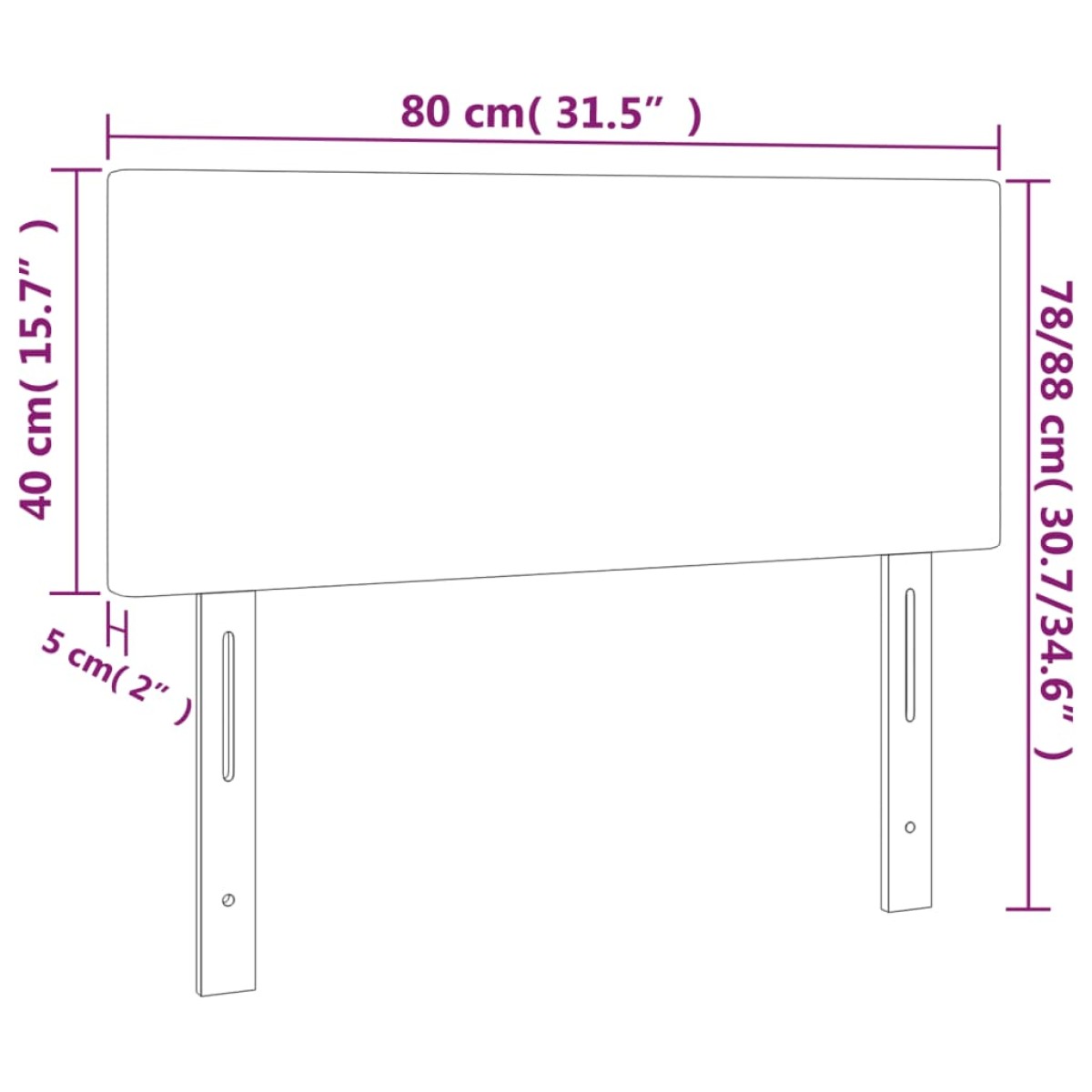 vidaXL Κεφαλάρι Κρεβατιού LED Λευκό 80x5x78/88 εκ. από Συνθετικό Δέρμα