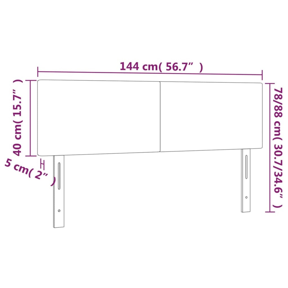 vidaXL Κεφαλάρι Κρεβατιού LED Κρεμ 144x5x78/88 εκ. από Συνθετικό Δέρμα
