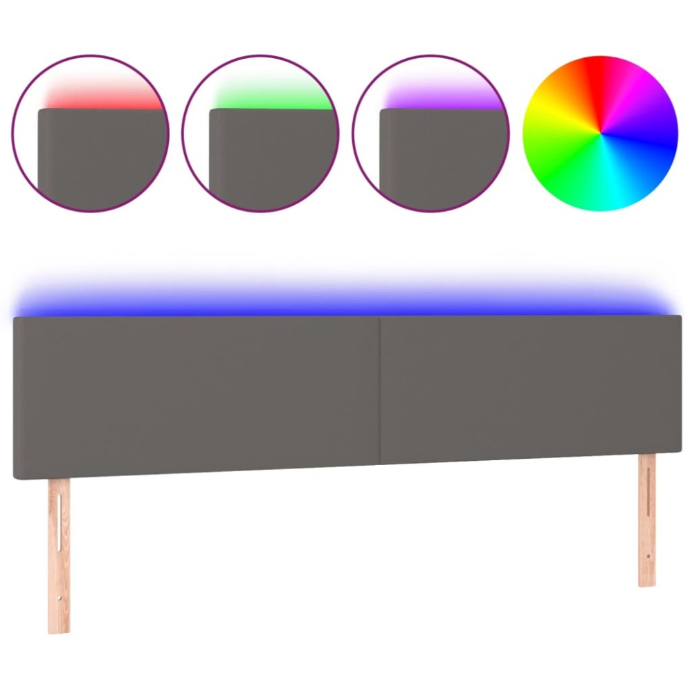 vidaXL Κεφαλάρι Κρεβατιού LED Γκρι 160x5x78/88 εκ. από Συνθετικό Δέρμα