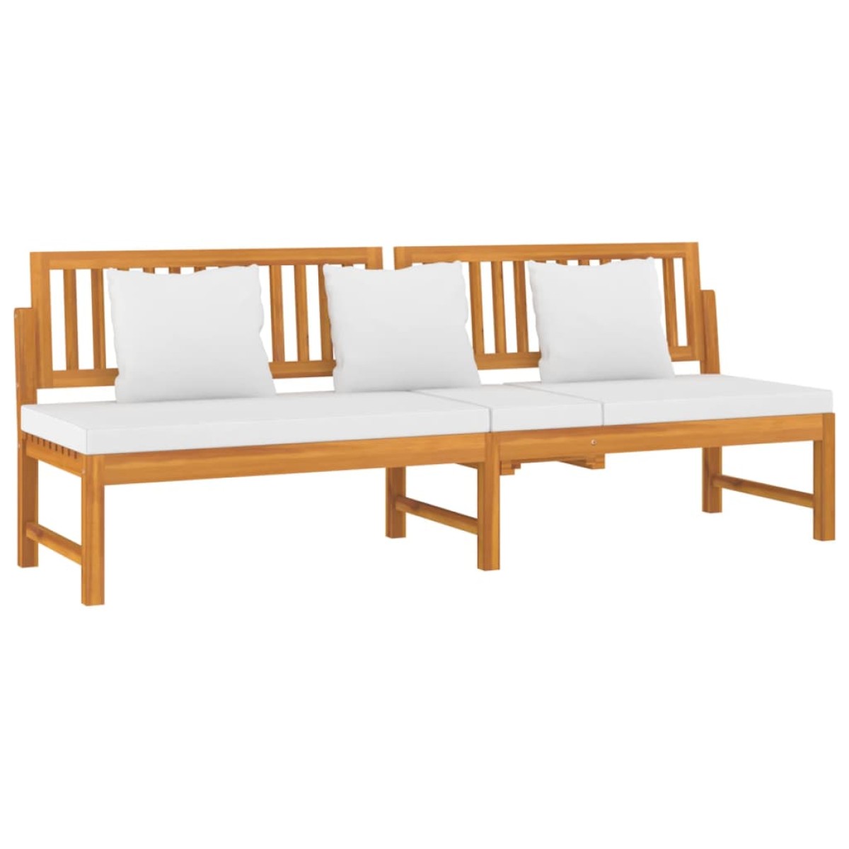 vidaXL Καναπές Κρεβάτι 200x60x75 εκ. Μασίφ Ακακία με Κρεμ Μαξιλάρι