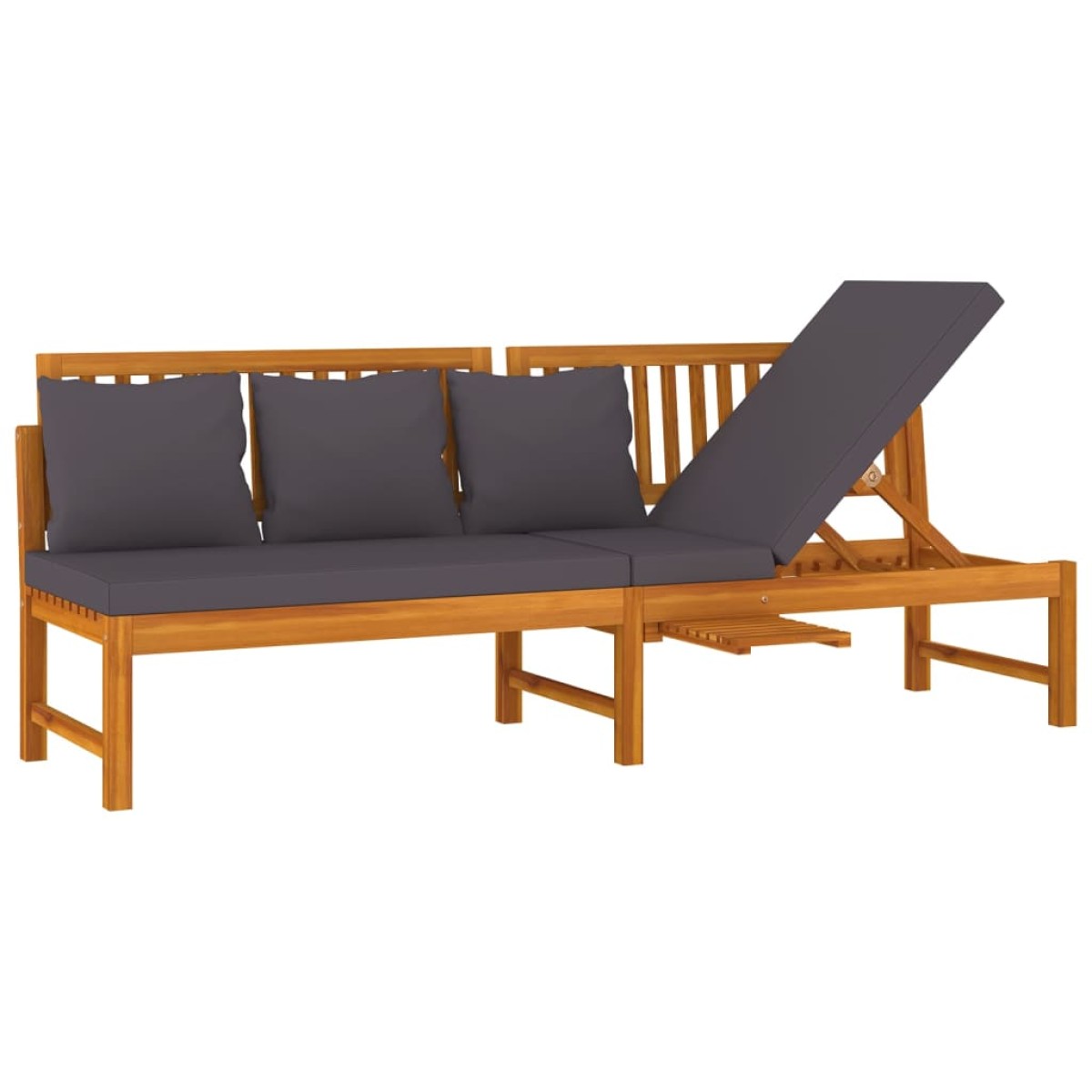 vidaXL Καναπές Κρεβάτι 200x60x75 εκ. Μασίφ Ακακία με Γκρι Μαξιλάρι