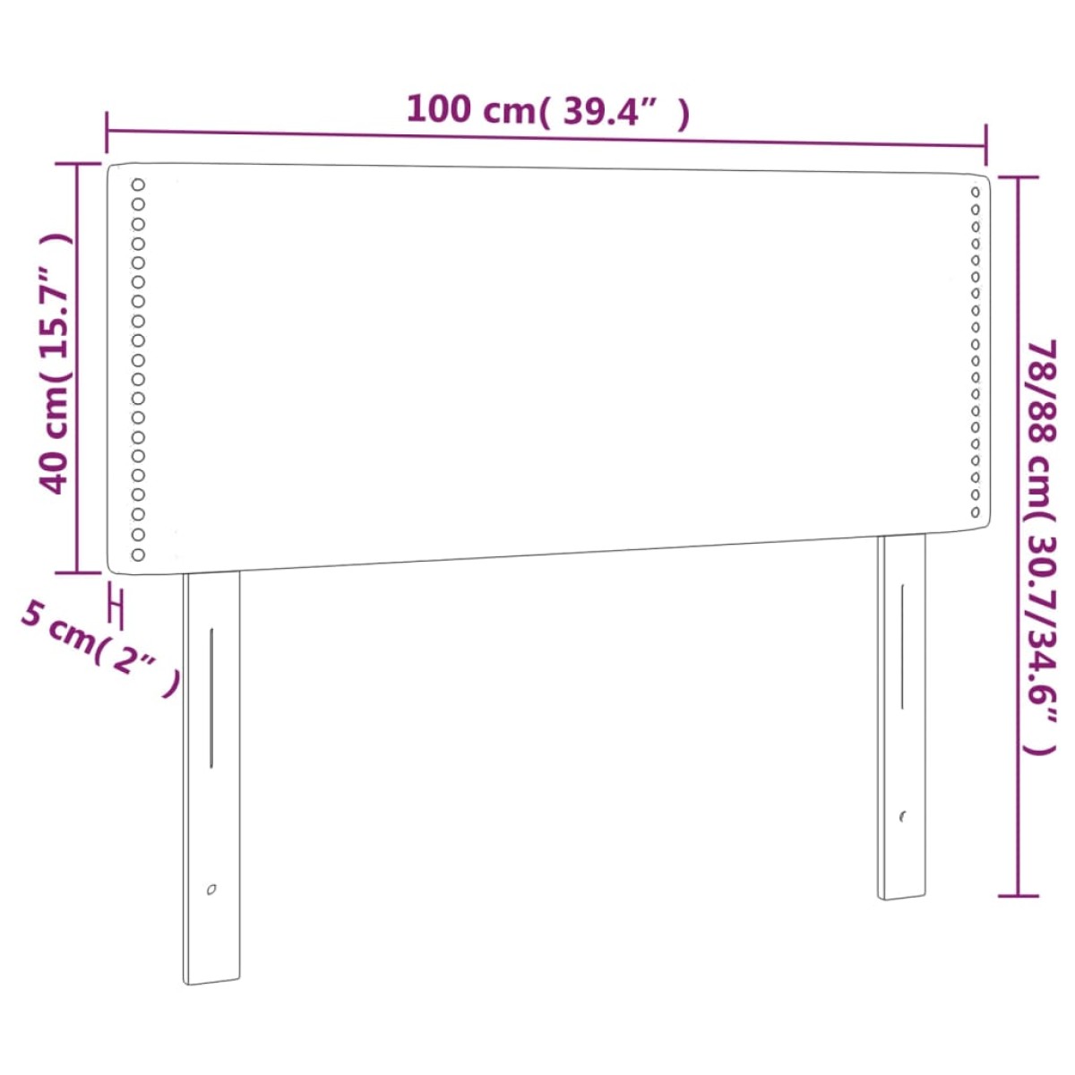 vidaXL Κεφαλάρι Κρεβατιού LED Σκούρο Καφέ 100x5x78/88 εκ. Υφασμάτινο