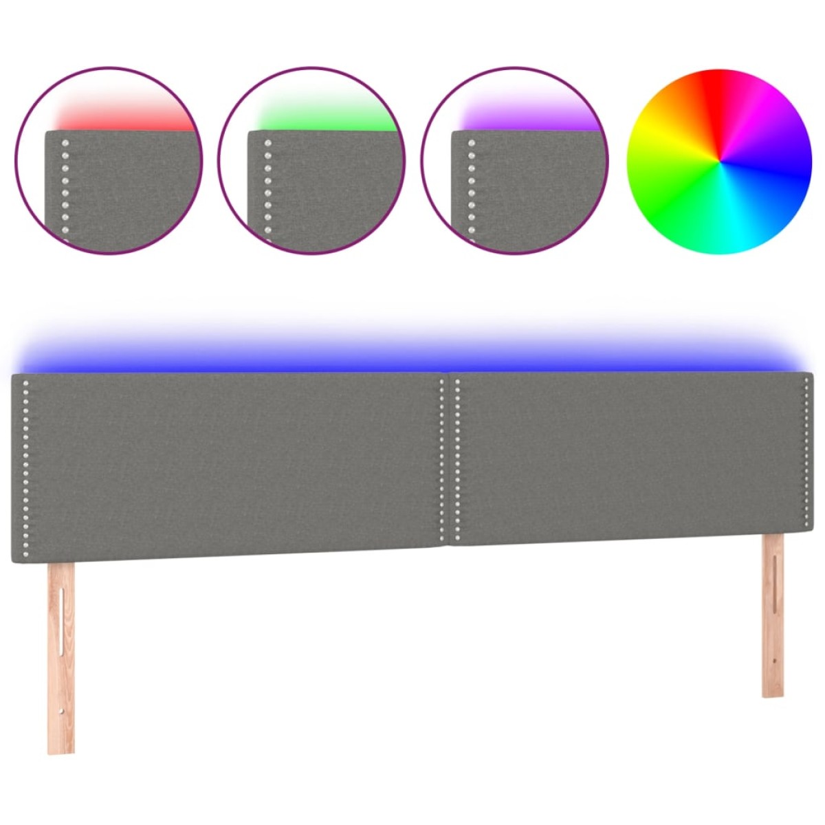 vidaXL Κεφαλάρι Κρεβατιού LED Σκούρο Γκρι 200x5x78/88 εκ. Υφασμάτινο