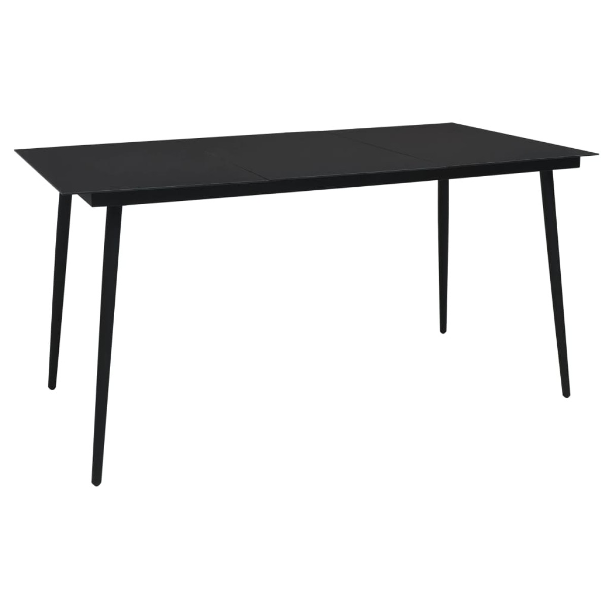 vidaXL Τραπεζαρία Κήπου Μαύρη 150 x 80 x 74 εκ. από Ατσάλι / Γυαλί