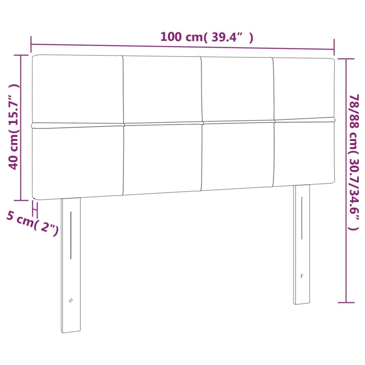 vidaXL Κεφαλάρι Κρεβατιού LED Ανοιχτό Γκρι 100x5x78/88 εκ. Υφασμάτινο