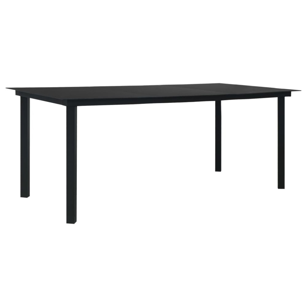 vidaXL Τραπεζαρία Κήπου Μαύρη 190 x 90 x 74 εκ. από Ατσάλι / Γυαλί