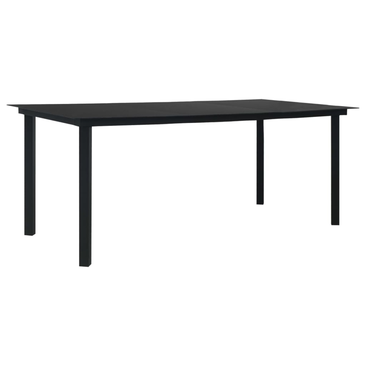 vidaXL Τραπεζαρία Κήπου Μαύρη 190 x 90 x 74 εκ. από Ατσάλι / Γυαλί