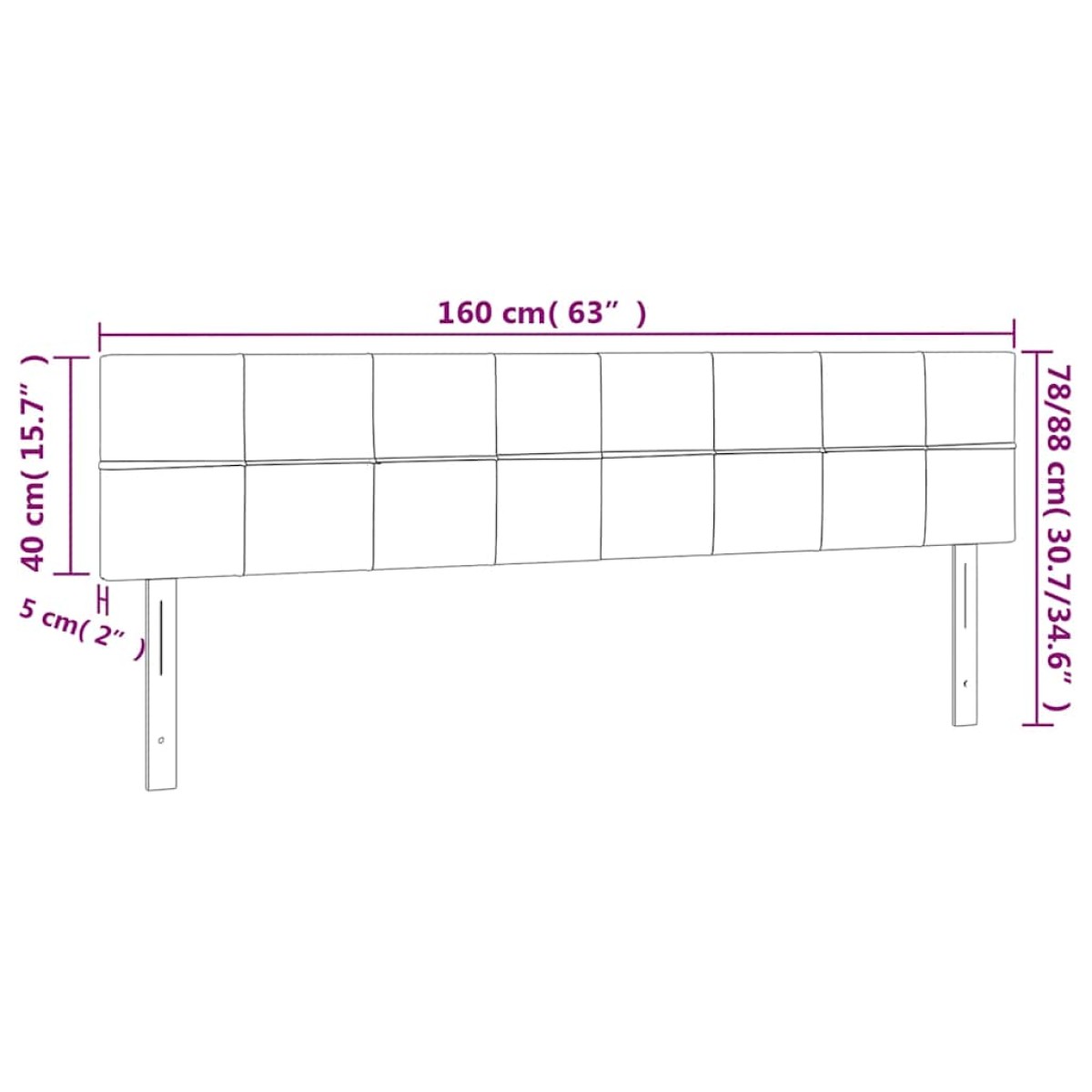 vidaXL Κεφαλάρι Κρεβατιού LED Σκούρο Μπλε 160x5x78/88 εκ. Βελούδινο
