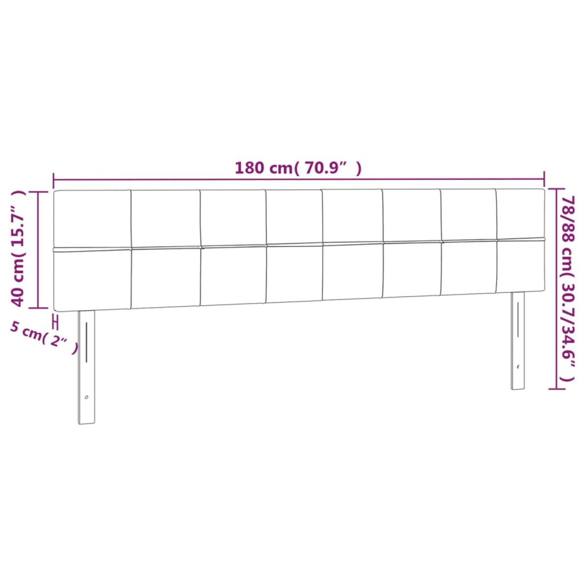 vidaXL Κεφαλάρι Κρεβατιού LED Ροζ 180x5x78/88 εκ. Βελούδινο