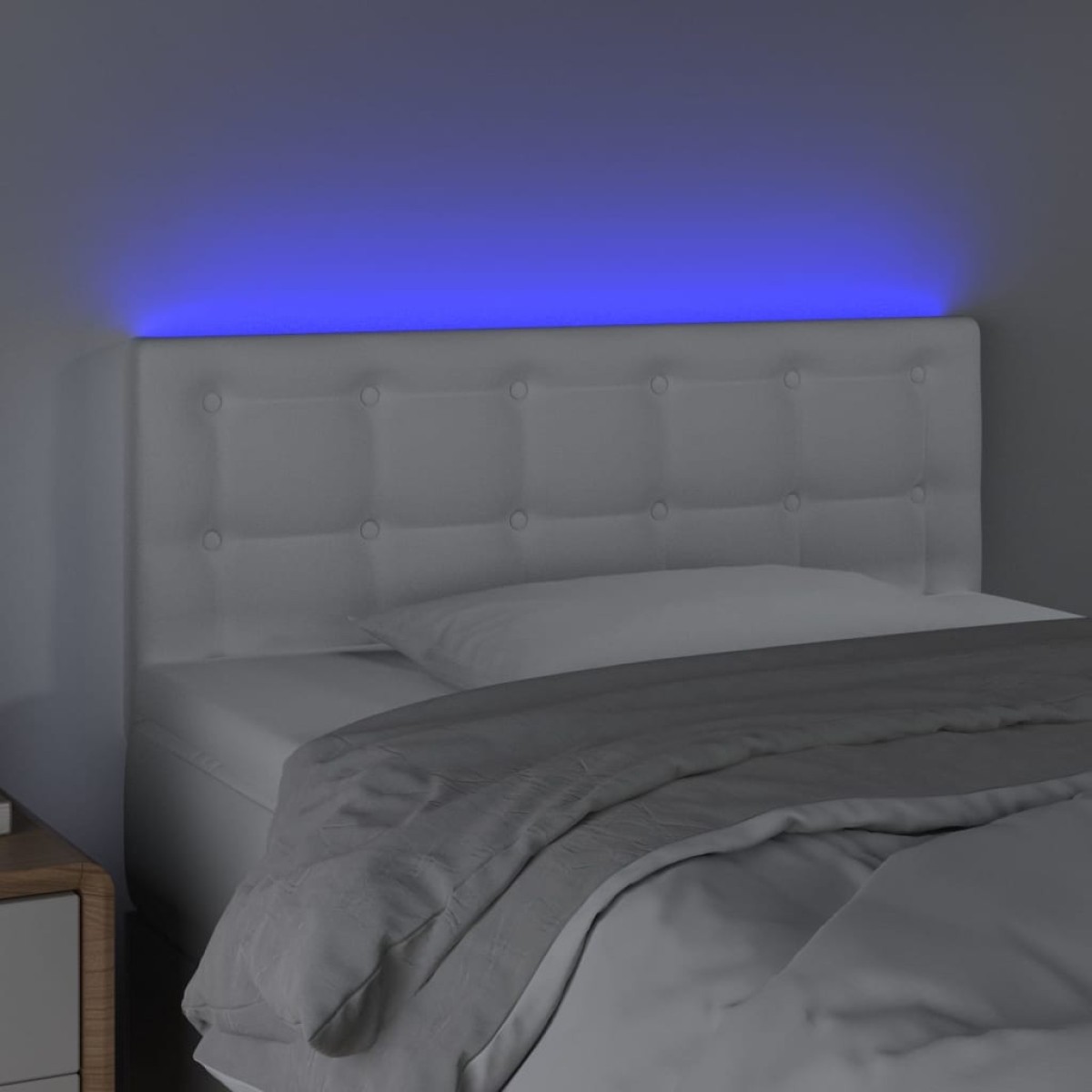 vidaXL Κεφαλάρι Κρεβατιού LED Λευκό 100x5x78/88 εκ. Συνθετ. Δέρμα