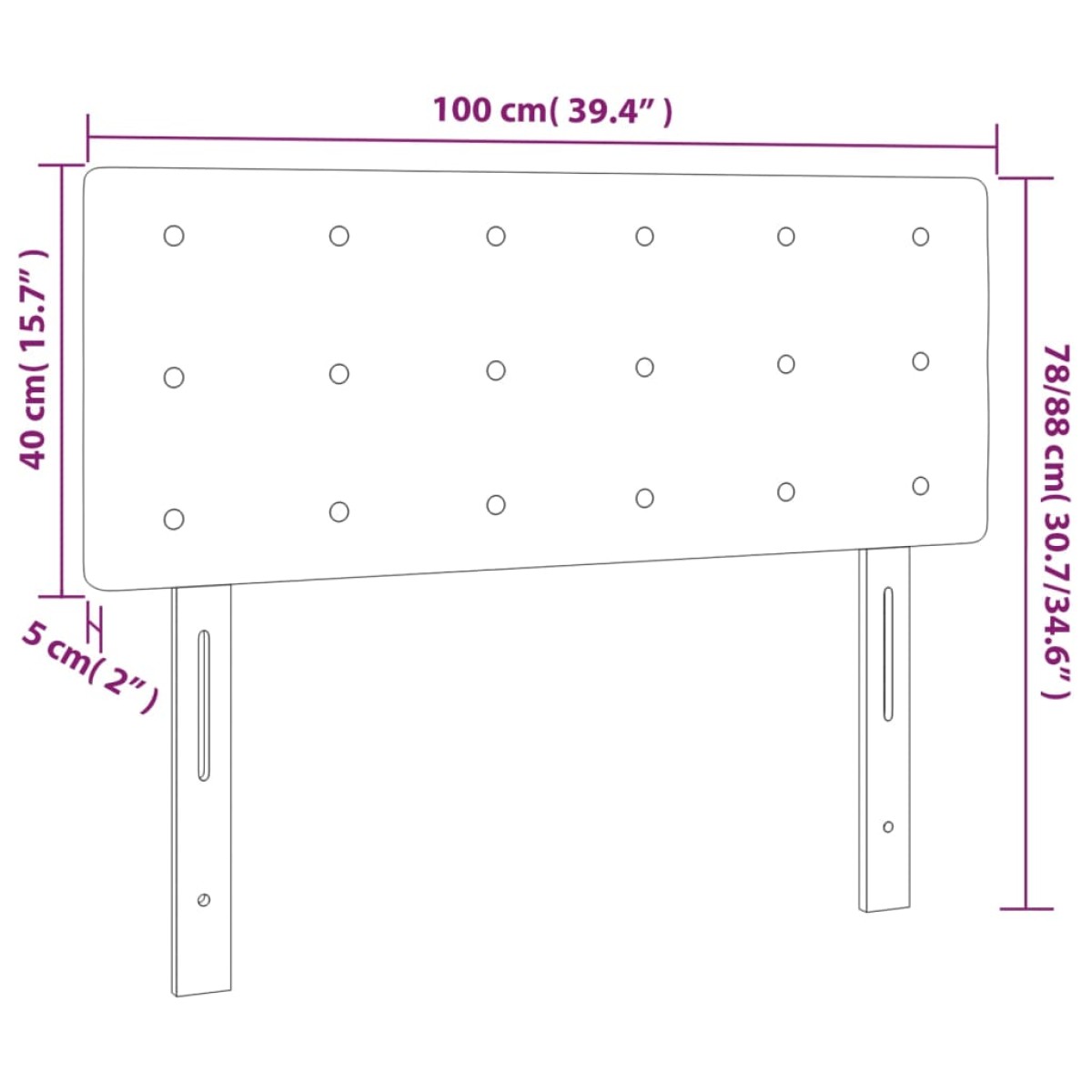 vidaXL Κεφαλάρι Κρεβατιού LED Λευκό 100x5x78/88 εκ. Συνθετ. Δέρμα