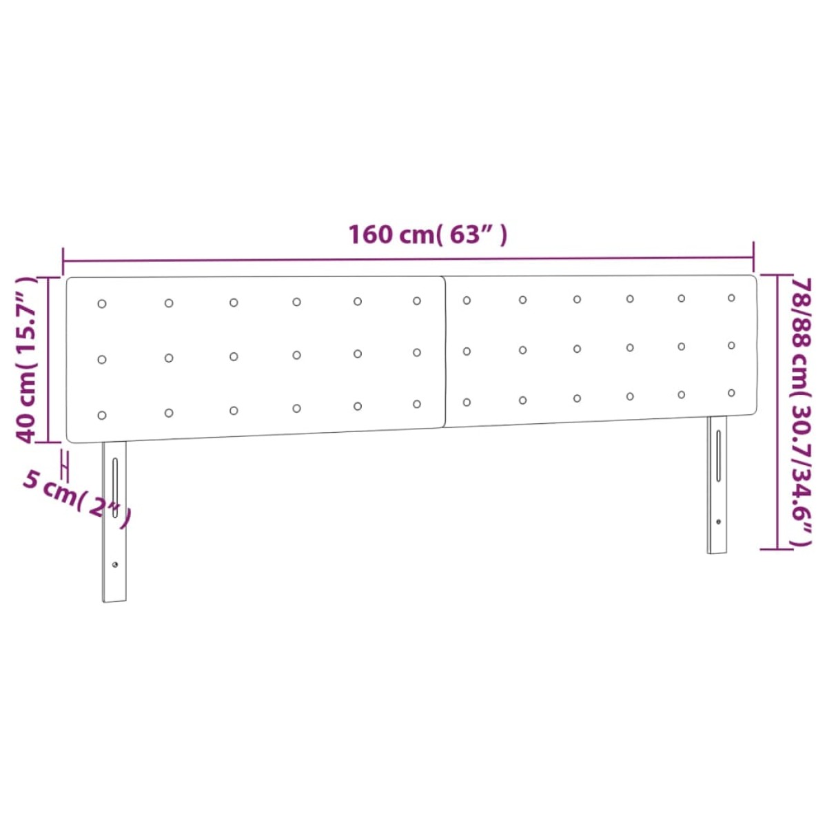 vidaXL Κεφαλάρι Κρεβατιού LED Μαύρο 160x5x78/88 εκ. Συνθετ. Δέρμα