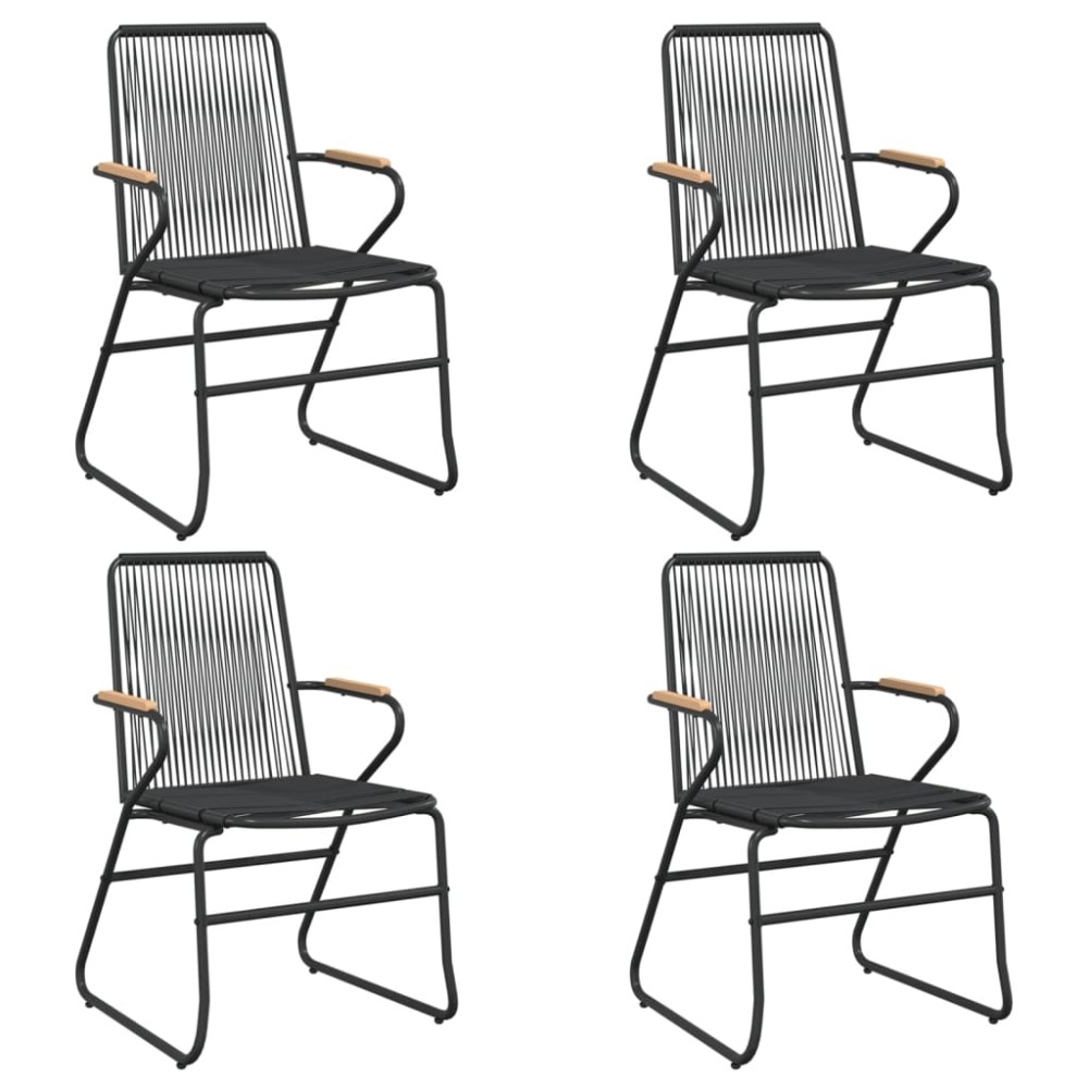 vidaXL Καρέκλες Κήπου 4 τεμ. Μαύρες 58 x 59 x 85,5 εκ. Ρατάν PVC