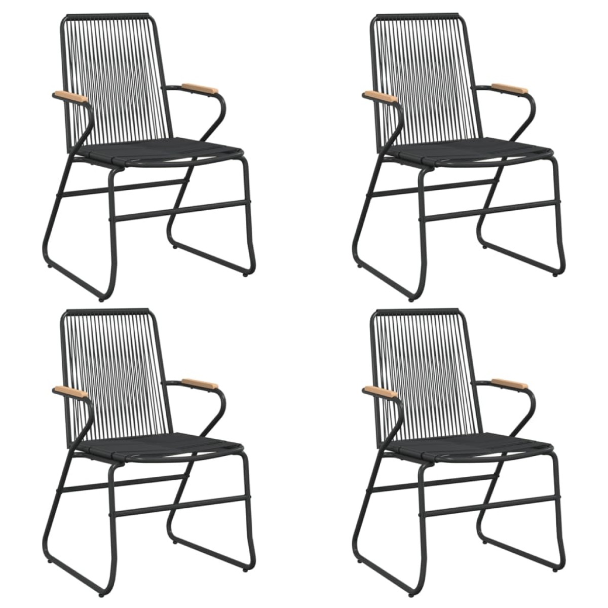 vidaXL Καρέκλες Κήπου 4 τεμ. Μαύρες 58 x 59 x 85,5 εκ. Ρατάν PVC