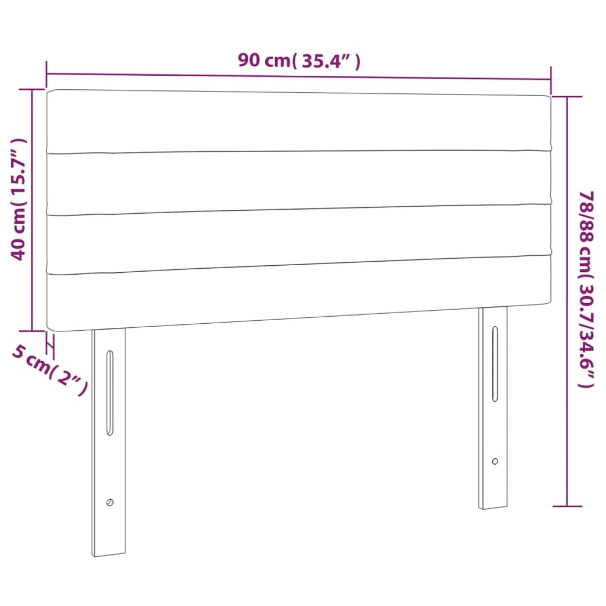 vidaXL Κεφαλάρι Κρεβατιού LED Μπλε 90x5x78/88 εκ. Υφασμάτινο