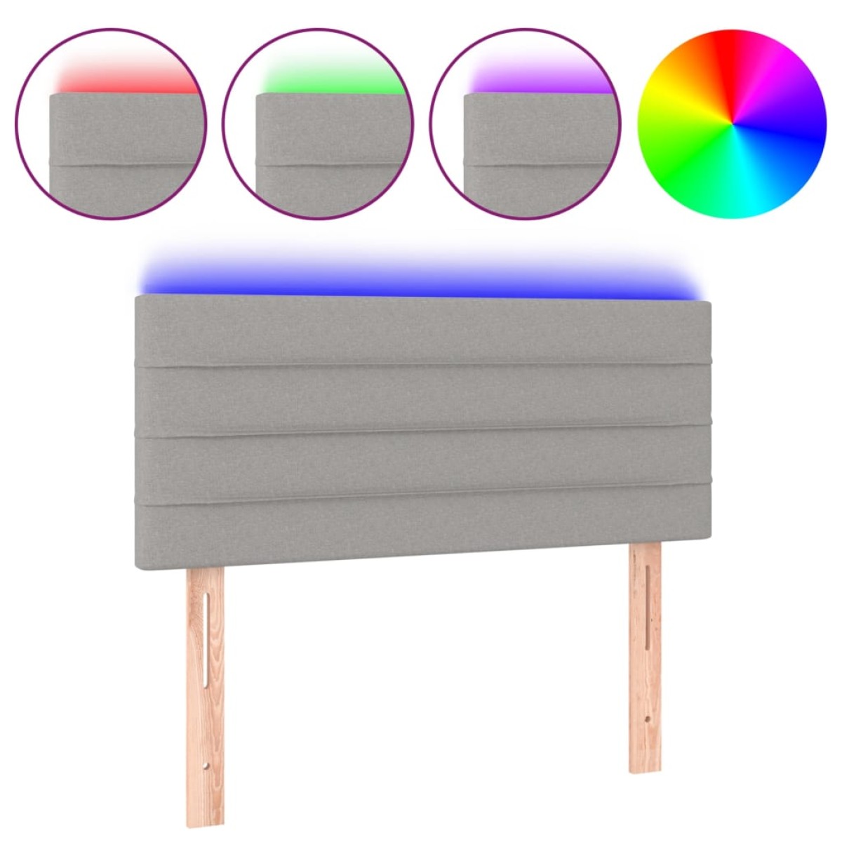 vidaXL Κεφαλάρι Κρεβατιού LED Ανοιχτό Γκρι 100x5x78/88 εκ. Υφασμάτινο