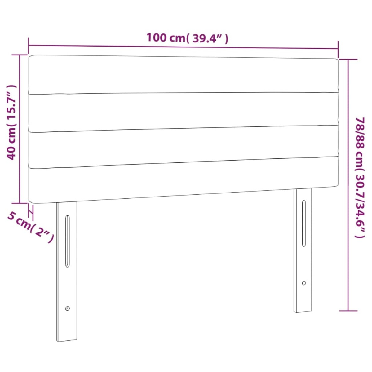 vidaXL Κεφαλάρι Κρεβατιού LED Ανοιχτό Γκρι 100x5x78/88 εκ. Υφασμάτινο