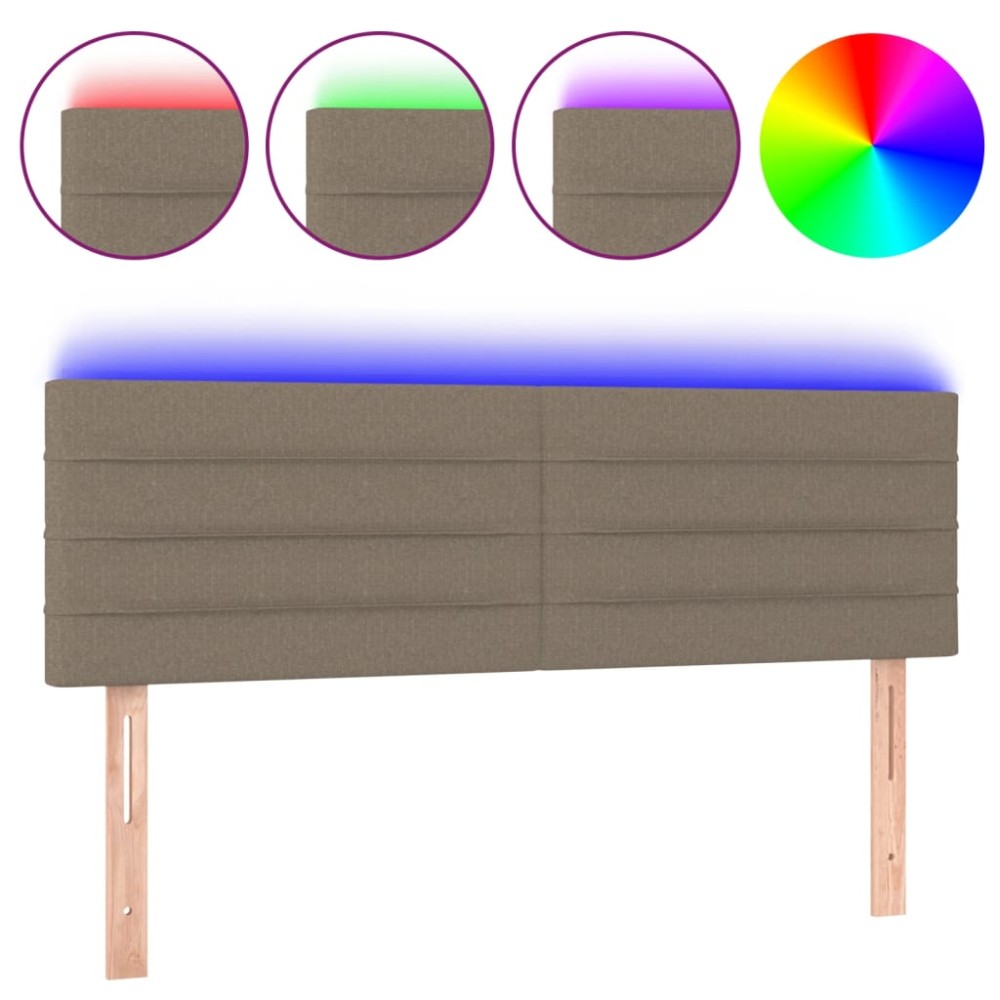 vidaXL Κεφαλάρι Κρεβατιού LED Taupe 144x5x78/88 εκ. Υφασμάτινο