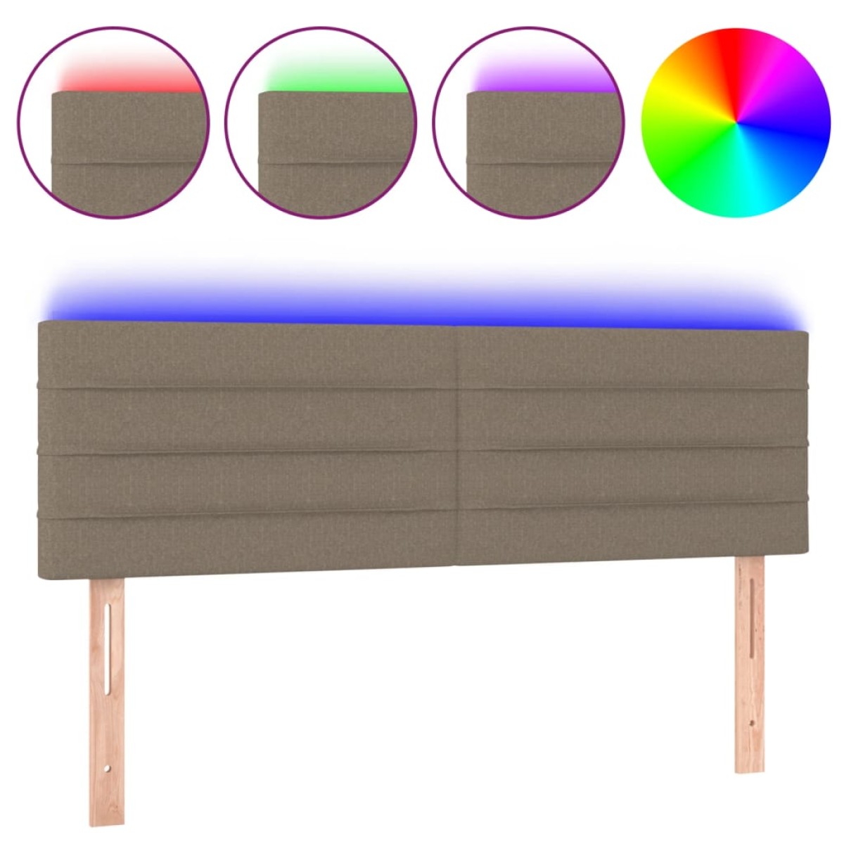 vidaXL Κεφαλάρι Κρεβατιού LED Taupe 144x5x78/88 εκ. Υφασμάτινο
