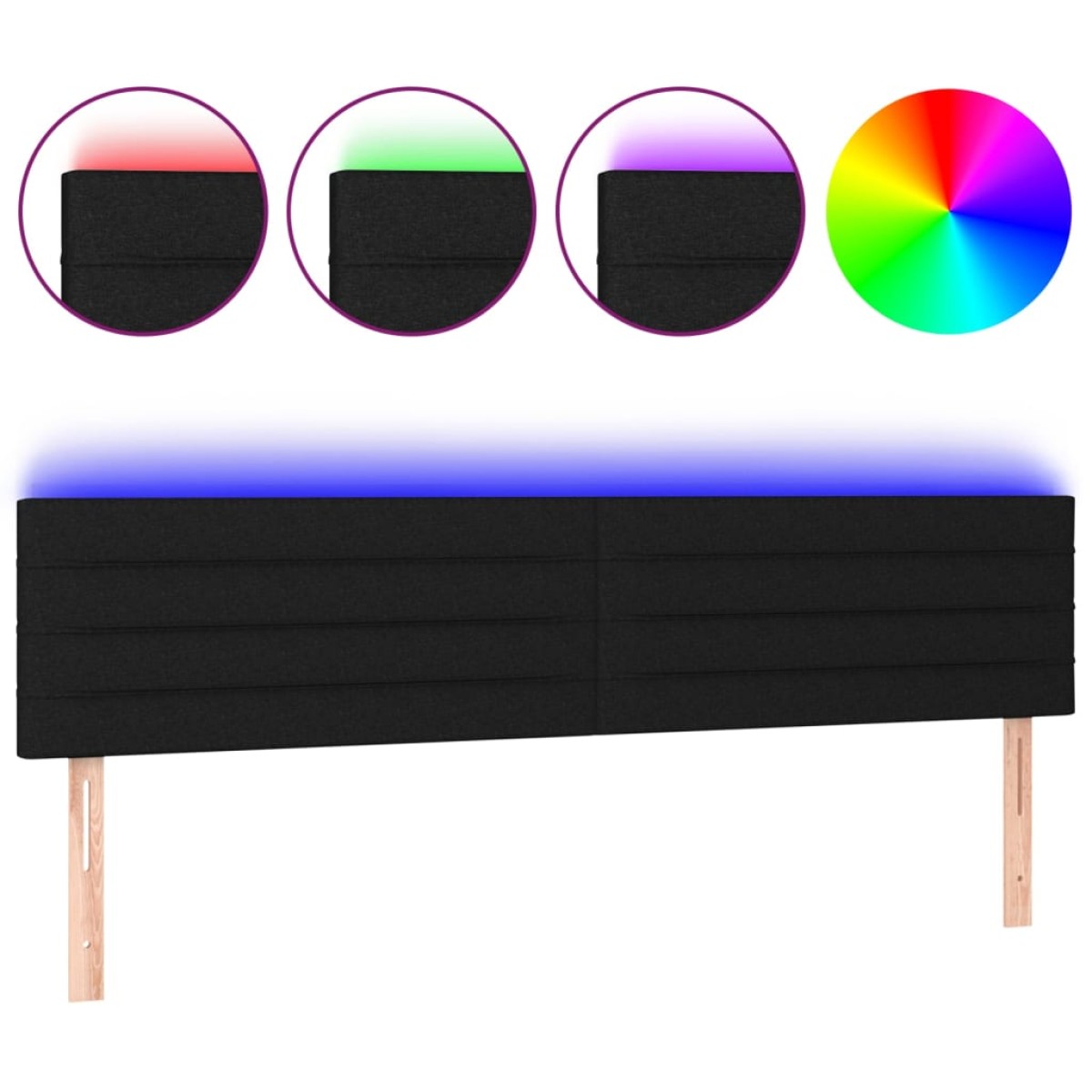 vidaXL Κεφαλάρι Κρεβατιού LED Μαύρο 160x5x78/88 εκ. Υφασμάτινο