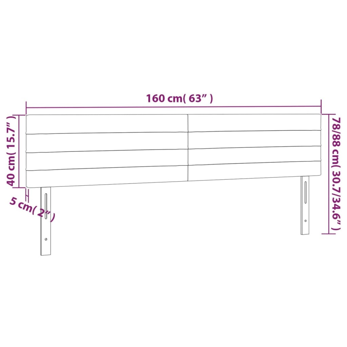 vidaXL Κεφαλάρι Κρεβατιού LED Μαύρο 160x5x78/88 εκ. Υφασμάτινο