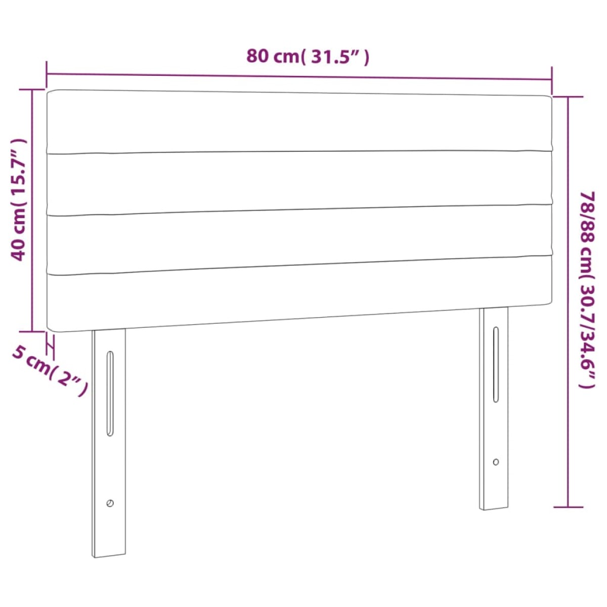 vidaXL Κεφαλάρι Κρεβατιού LED Ροζ 80 x 5 x 78/88 εκ. Βελούδινο