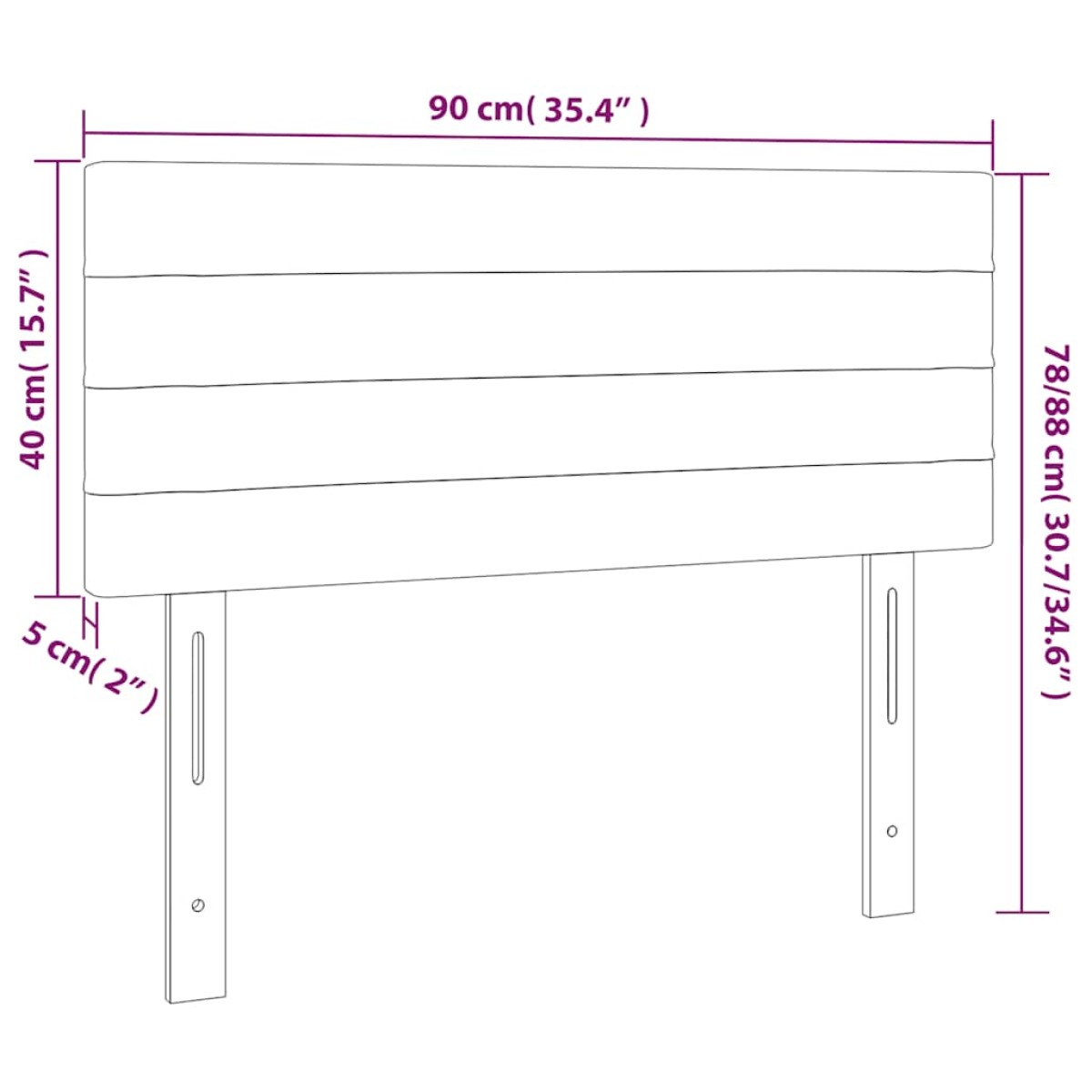 vidaXL Κεφαλάρι Κρεβατιού LED Σκούρο Πράσινο 90x5x78/88 εκ. Βελούδινο