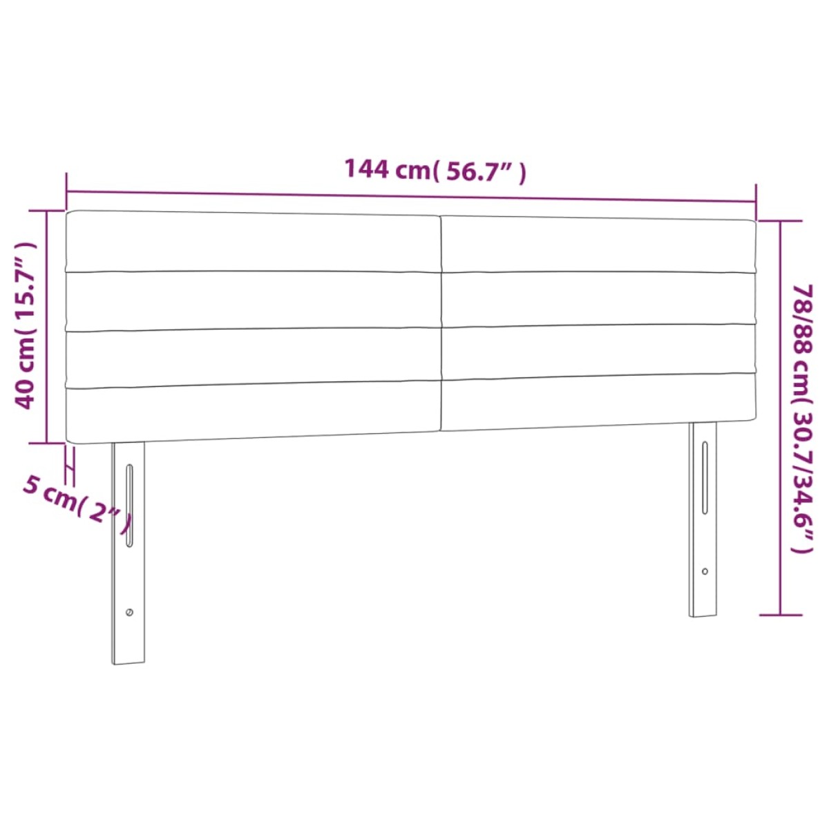 vidaXL Κεφαλάρι Κρεβατιού LED Μαύρο 144x5x78/88 εκ. Βελούδινο