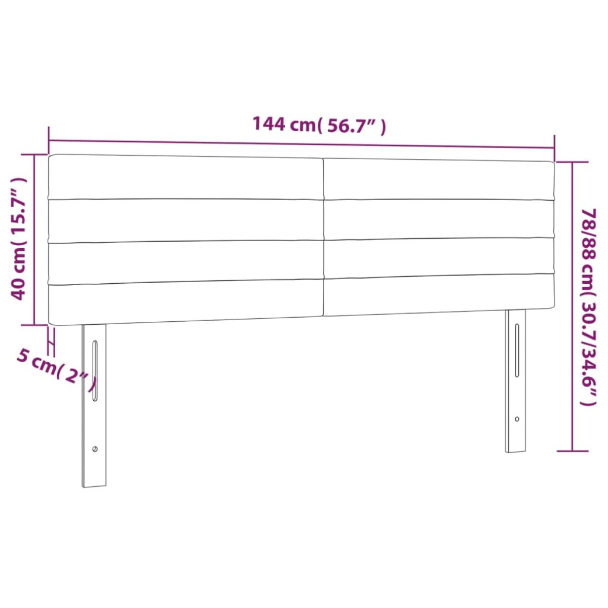 vidaXL Κεφαλάρι Κρεβατιού LED Ροζ 144x5x78/88 εκ. Βελούδινο