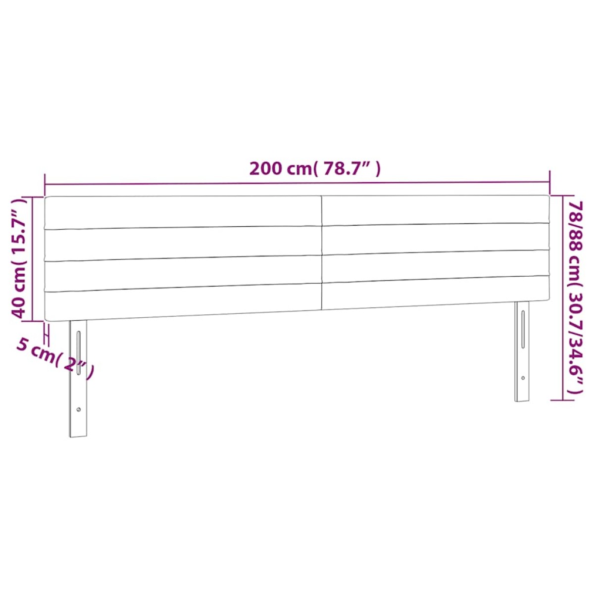 vidaXL Κεφαλάρι Κρεβατιού LED Σκούρο Μπλε 200x5x78/88 εκ. Βελούδινο