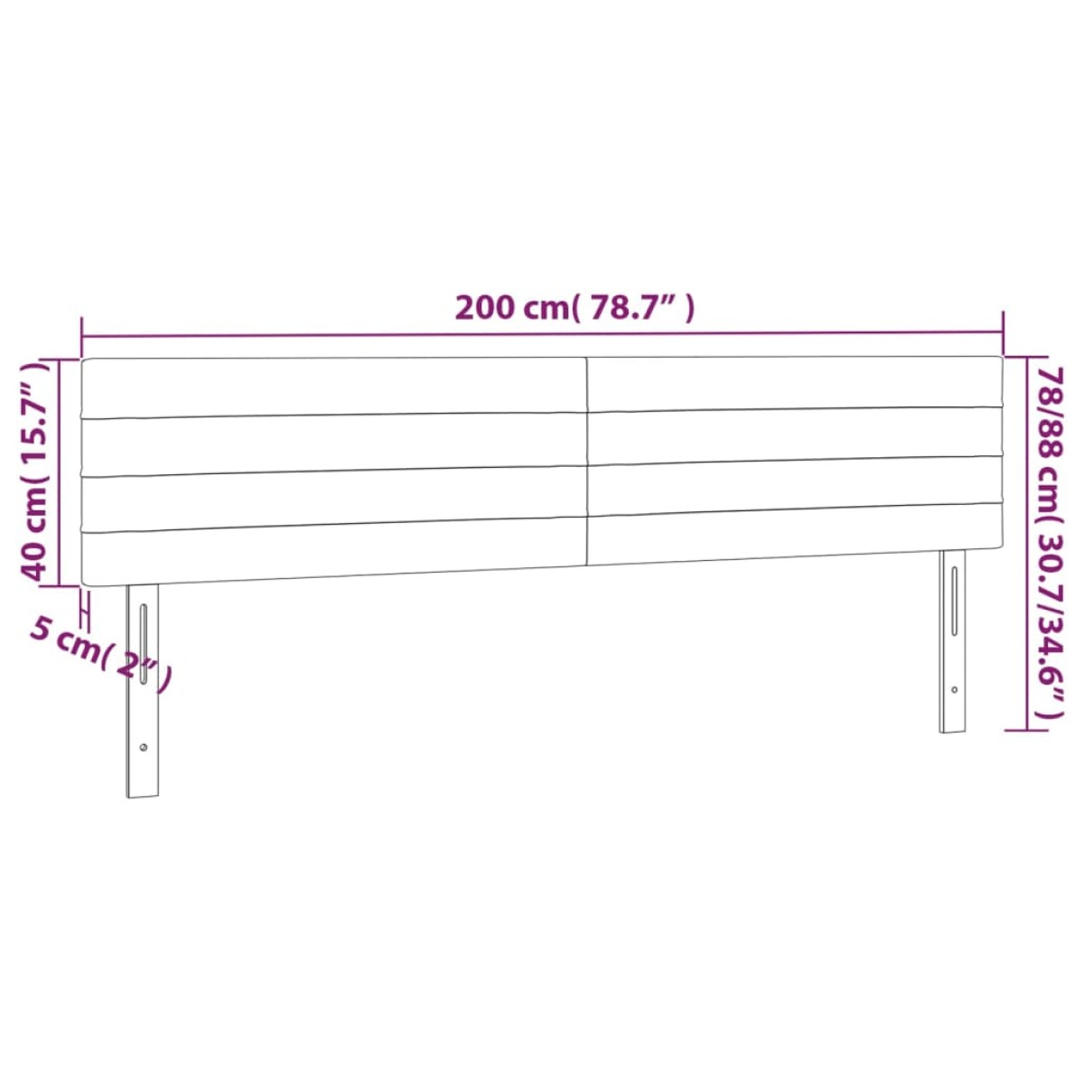 vidaXL Κεφαλάρι Κρεβατιού LED Ροζ 200x5x78/88 εκ. Βελούδινο