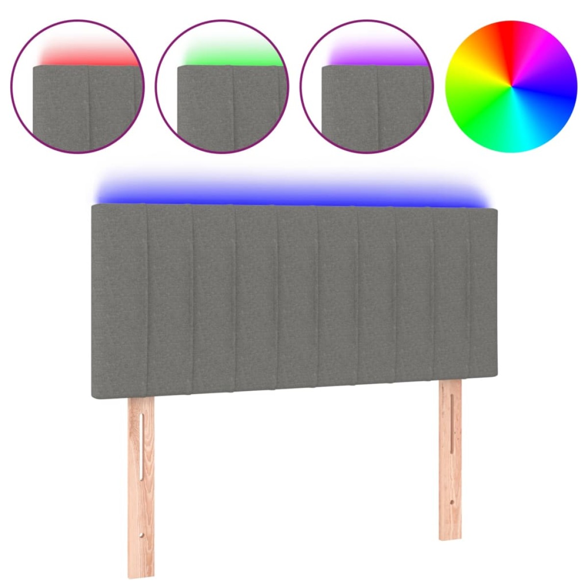 vidaXL Κεφαλάρι Κρεβατιού LED Σκούρο Γκρι 100x5x78/88 εκ. Υφασμάτινο