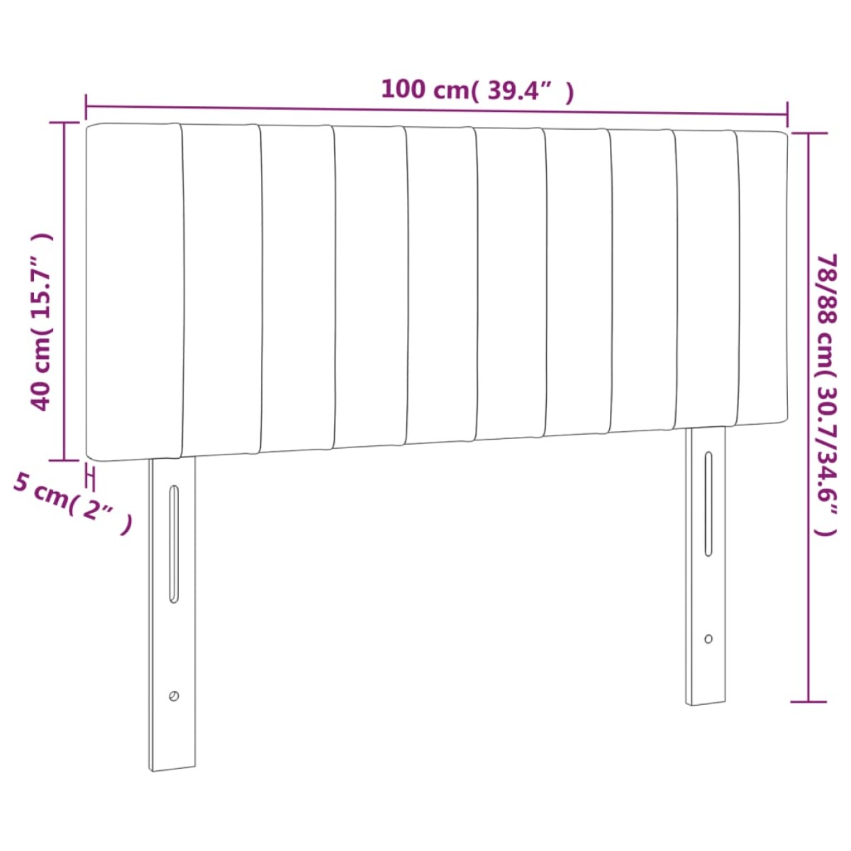 vidaXL Κεφαλάρι Κρεβατιού LED Σκούρο Γκρι 100x5x78/88 εκ. Υφασμάτινο