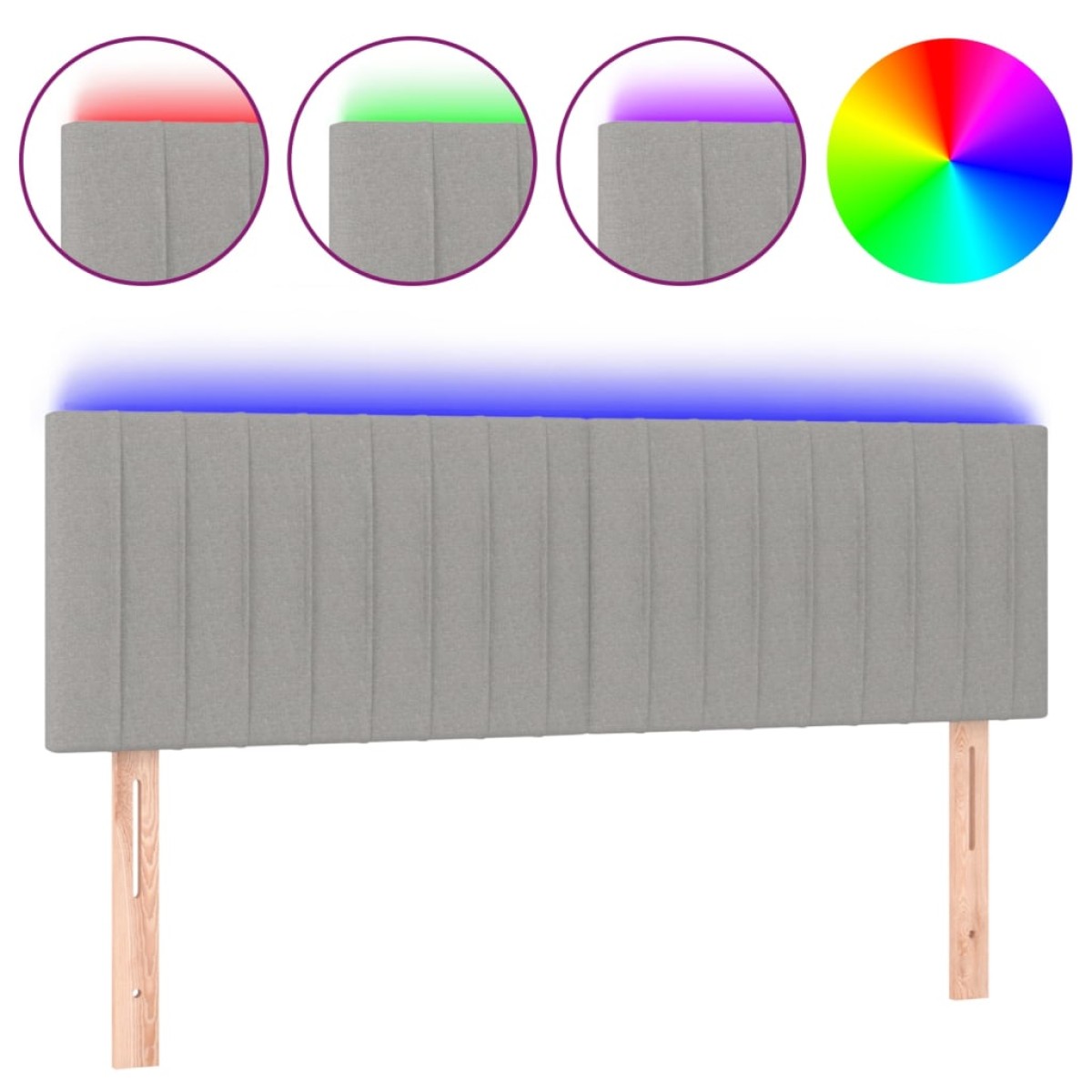 vidaXL Κεφαλάρι Κρεβατιού LED Ανοιχτό Γκρι 144x5x78/88 εκ. Υφασμάτινο