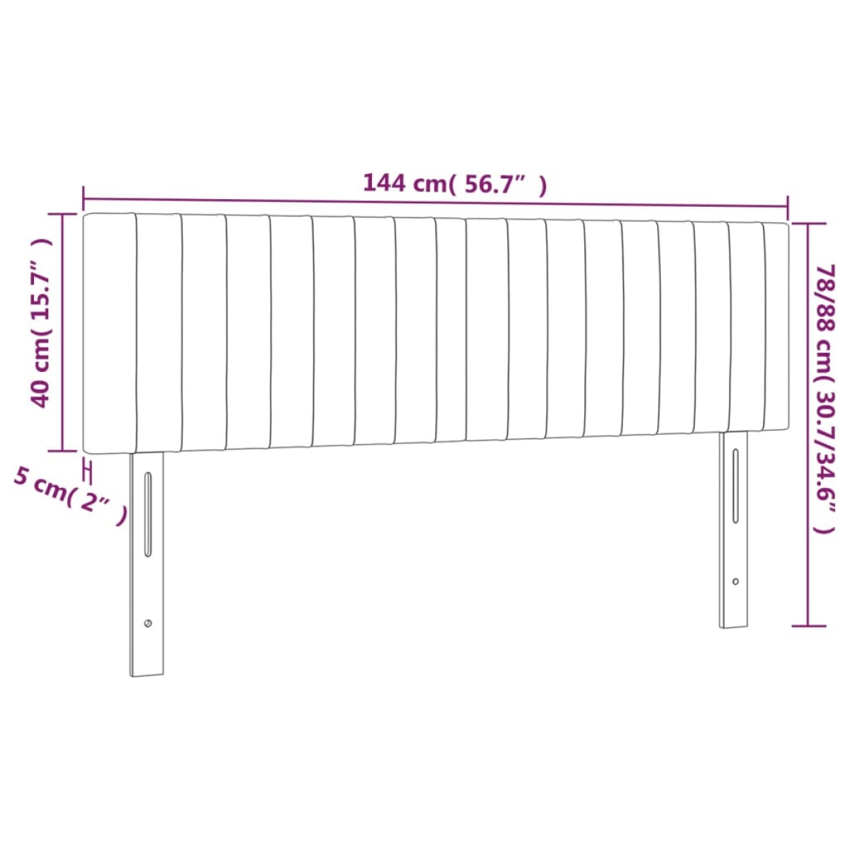 vidaXL Κεφαλάρι Κρεβατιού LED Ανοιχτό Γκρι 144x5x78/88 εκ. Υφασμάτινο