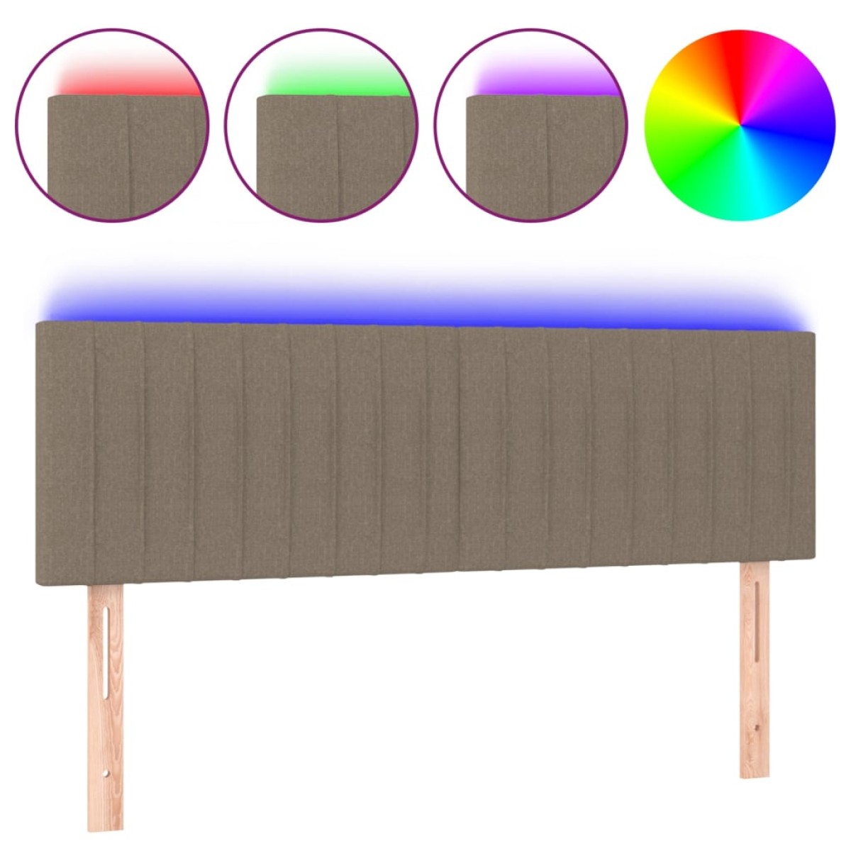 vidaXL Κεφαλάρι Κρεβατιού LED Taupe 144x5x78/88 εκ. Υφασμάτινο