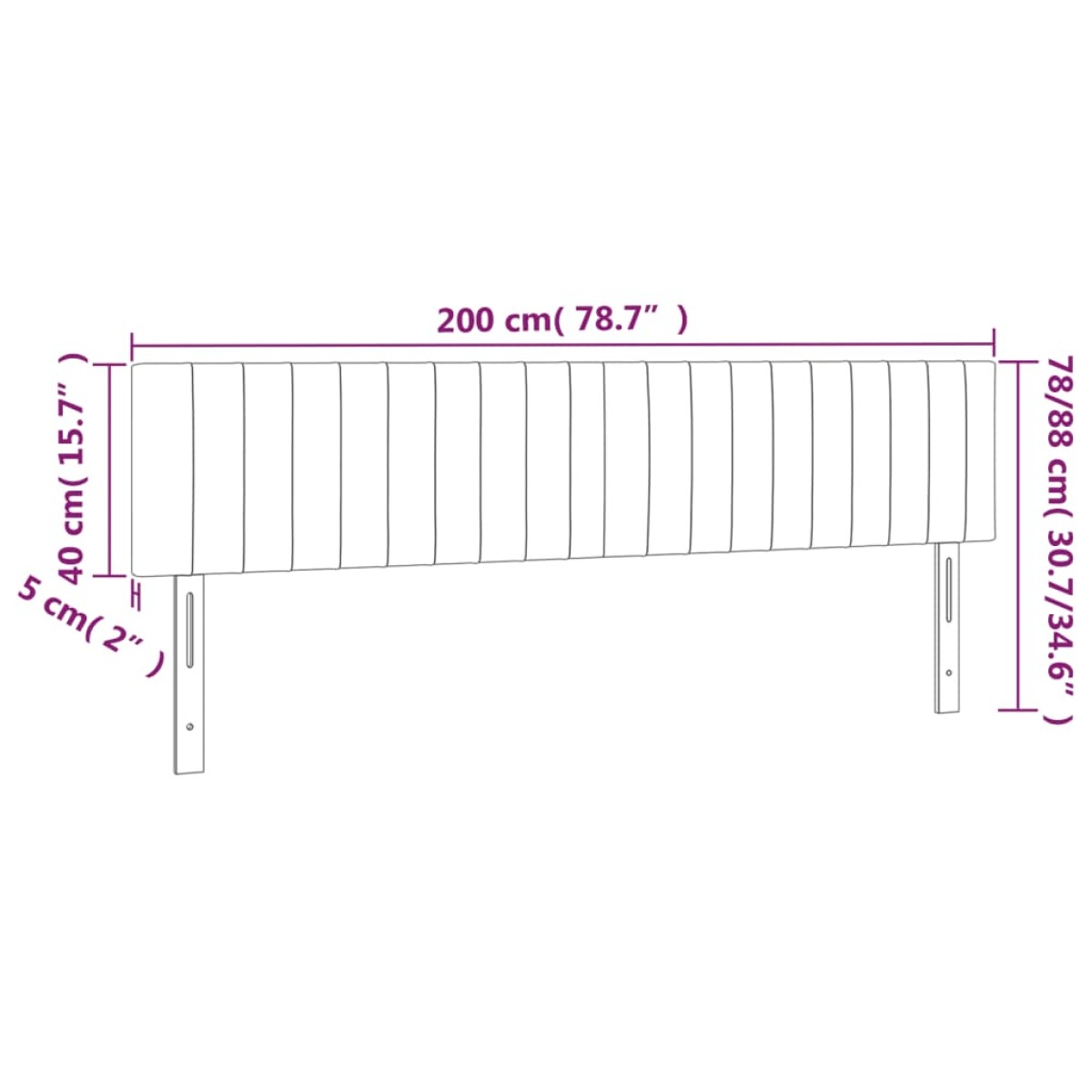 vidaXL Κεφαλάρι Κρεβατιού LED Taupe 200x5x78/88 εκ. Υφασμάτινο