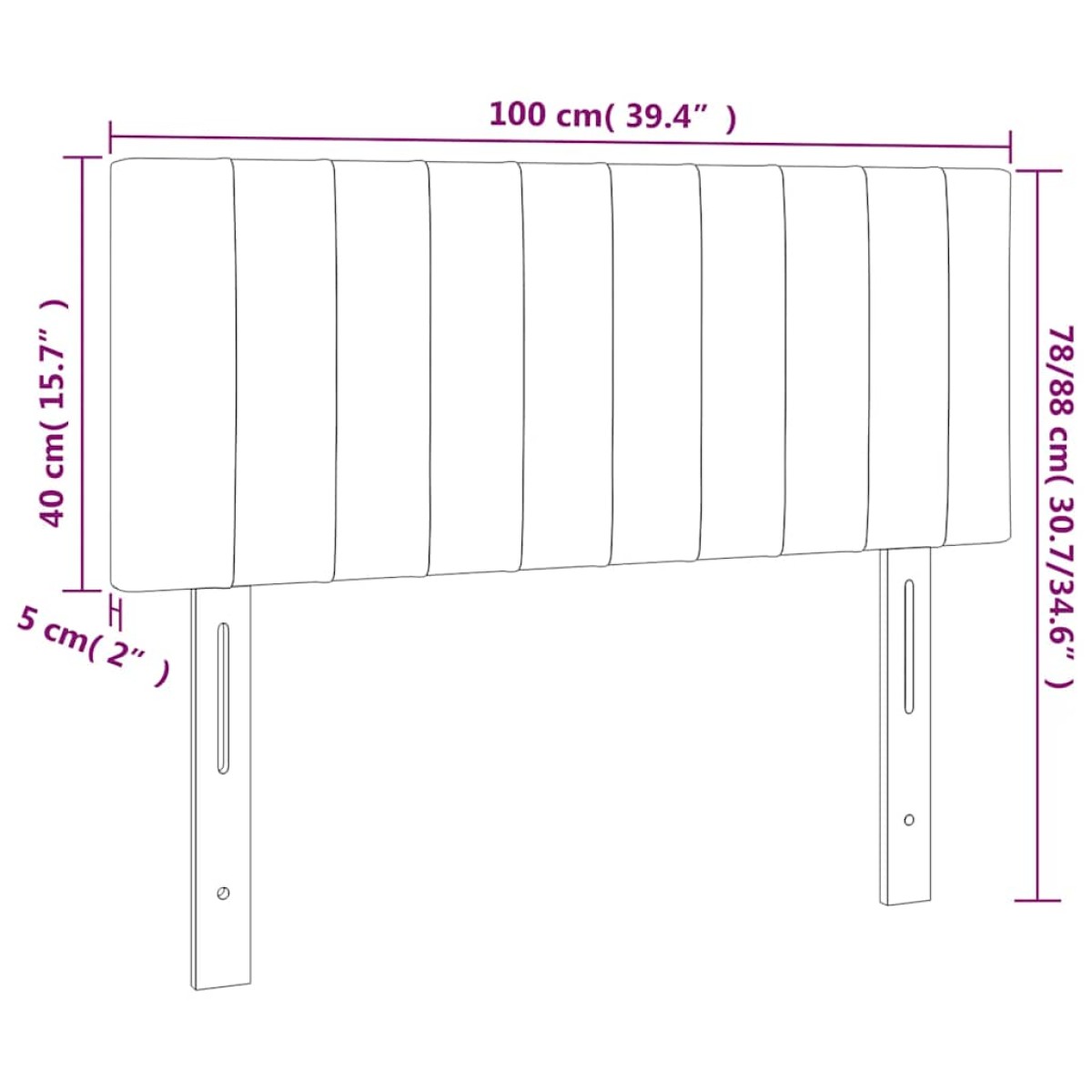 vidaXL Κεφαλάρι Κρεβατιού LED Σκούρο Πράσινο 100x5x78/88 εκ. Βελούδινο