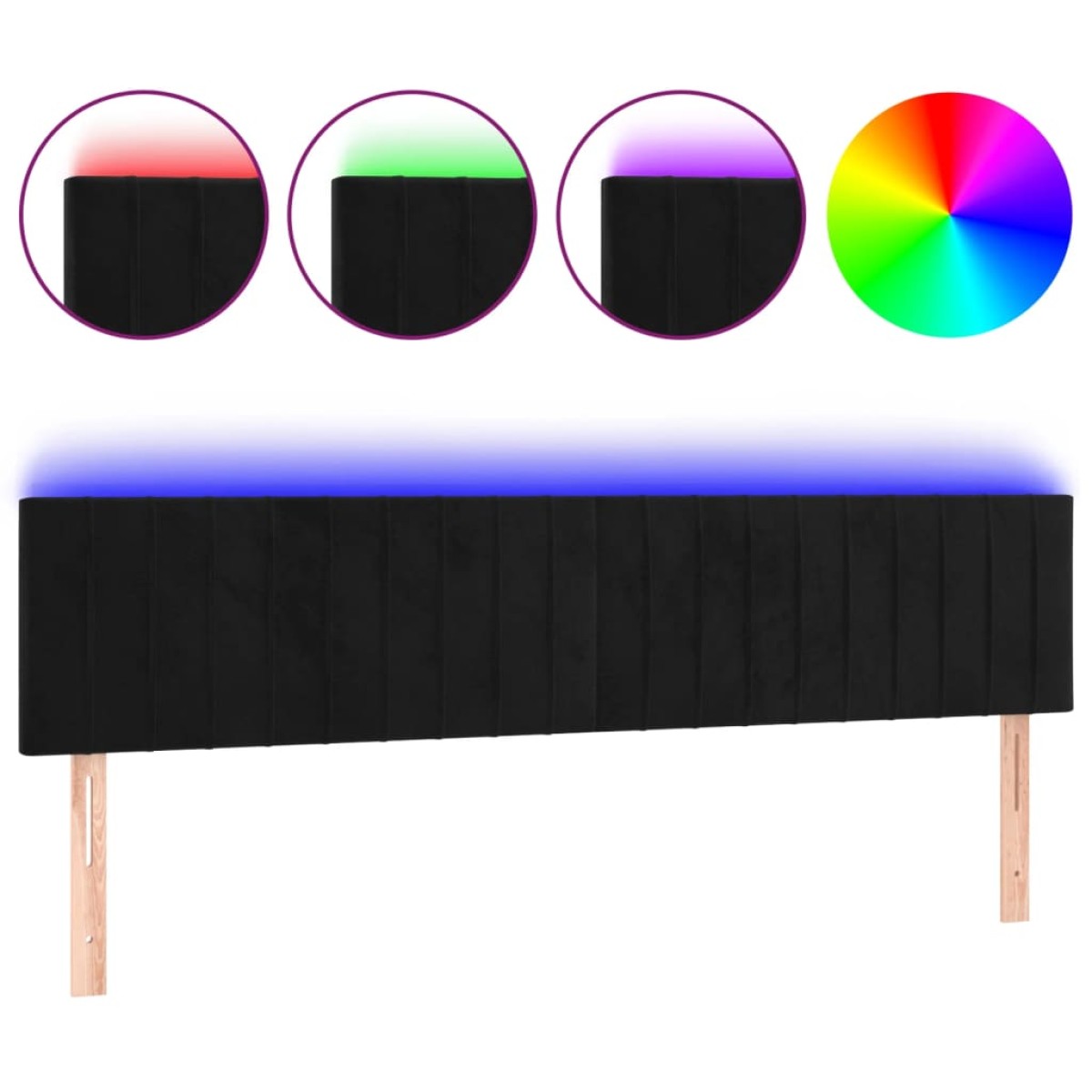 vidaXL Κεφαλάρι Κρεβατιού LED Μαύρο 160x5x78/88 εκ. Βελούδινο