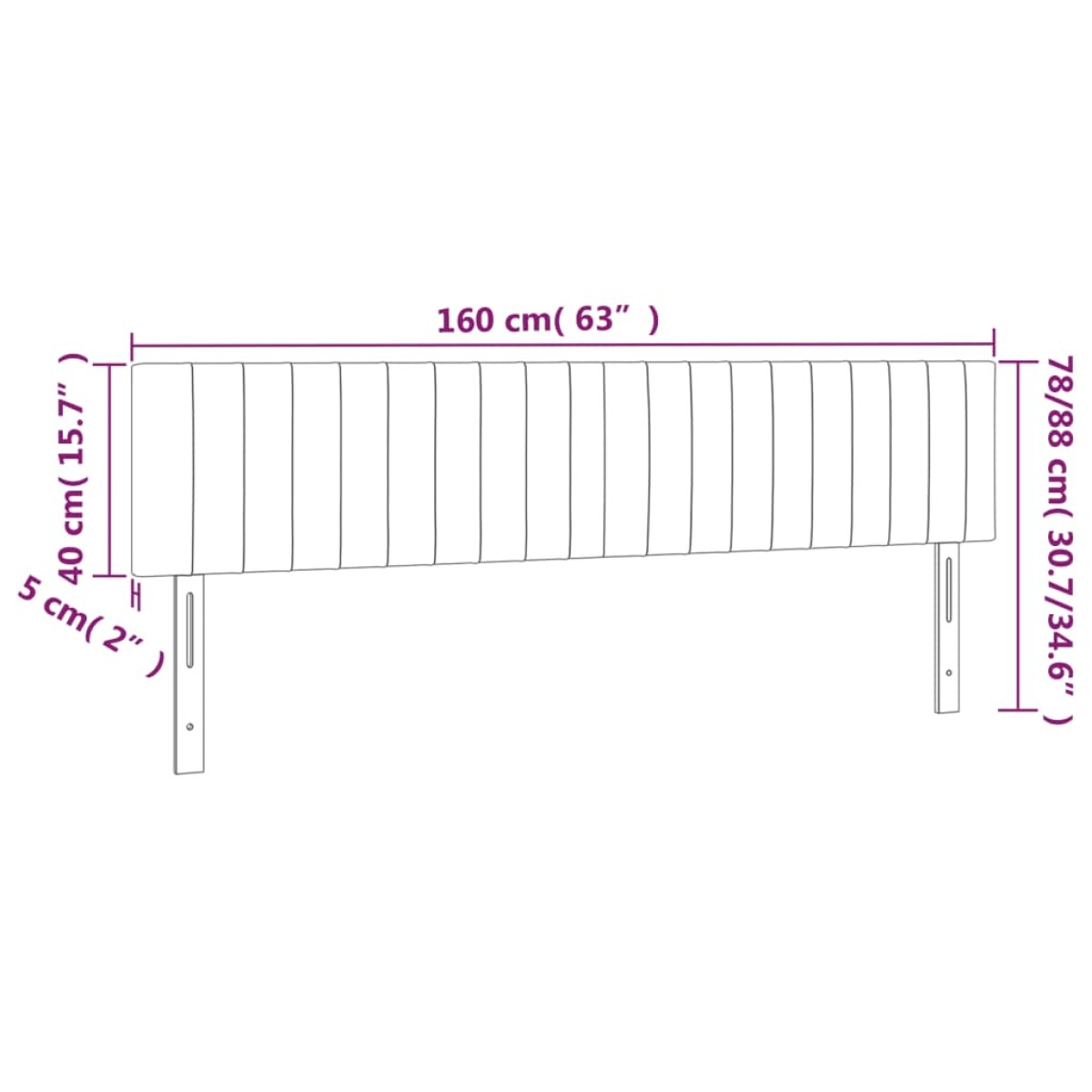 vidaXL Κεφαλάρι Κρεβατιού LED Μαύρο 160x5x78/88 εκ. Βελούδινο