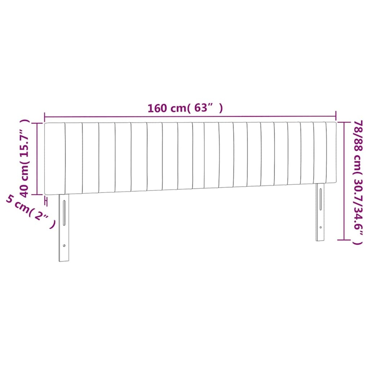 vidaXL Κεφαλάρι Κρεβατιού LED Σκούρο Μπλε 160x5x78/88 εκ. Βελούδινο