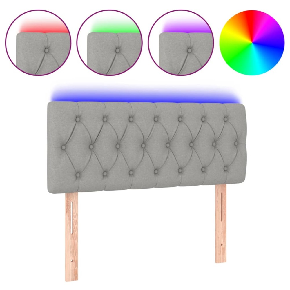 vidaXL Κεφαλάρι Κρεβατιού LED Ανοιχτό Γκρι 90x7x78/88 εκ. Υφασμάτινο