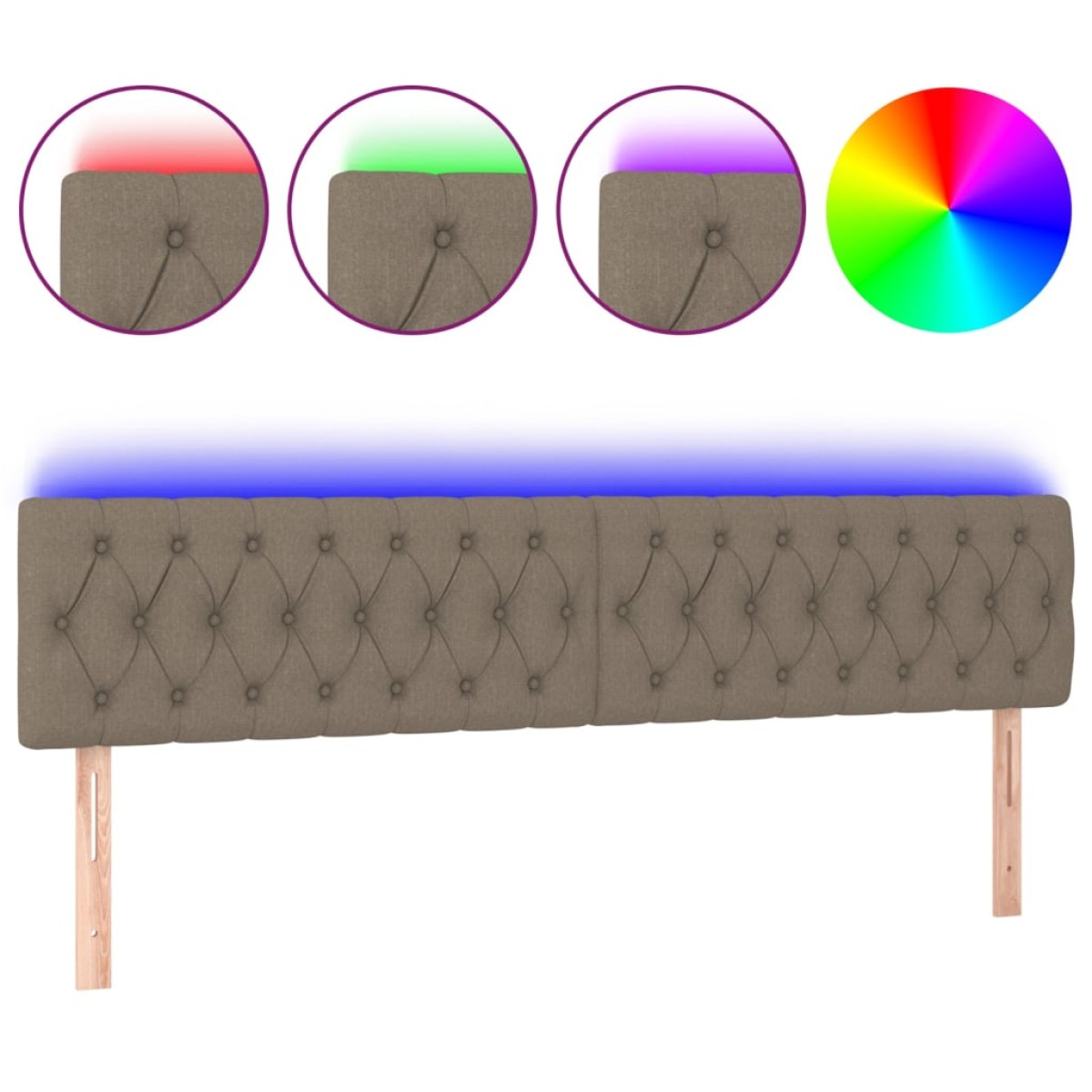 vidaXL Κεφαλάρι Κρεβατιού LED Taupe 180x7x78/88 εκ. Υφασμάτινο