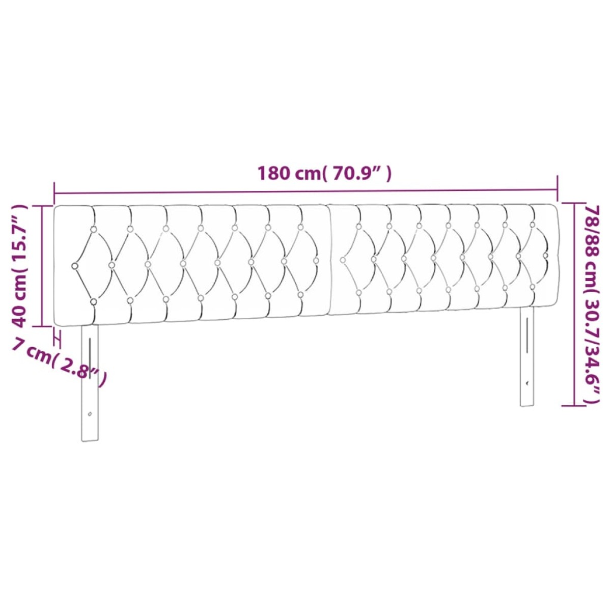 vidaXL Κεφαλάρι Κρεβατιού LED Taupe 180x7x78/88 εκ. Υφασμάτινο