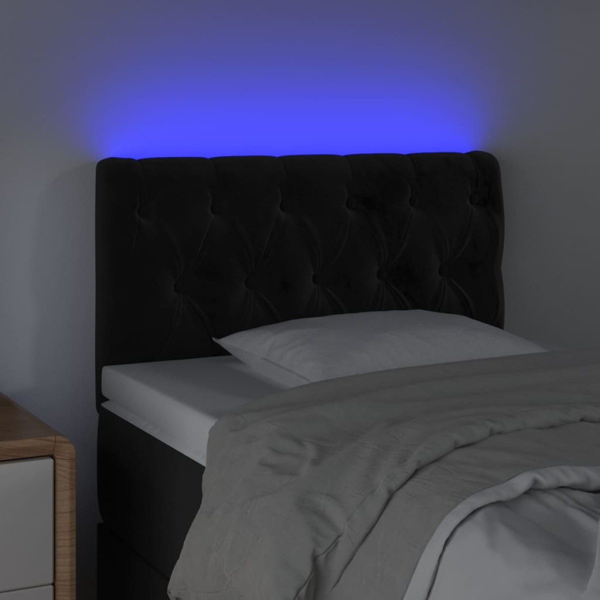 vidaXL Κεφαλάρι Κρεβατιού LED Μαύρο 80x7x78/88 εκ. Βελούδινο