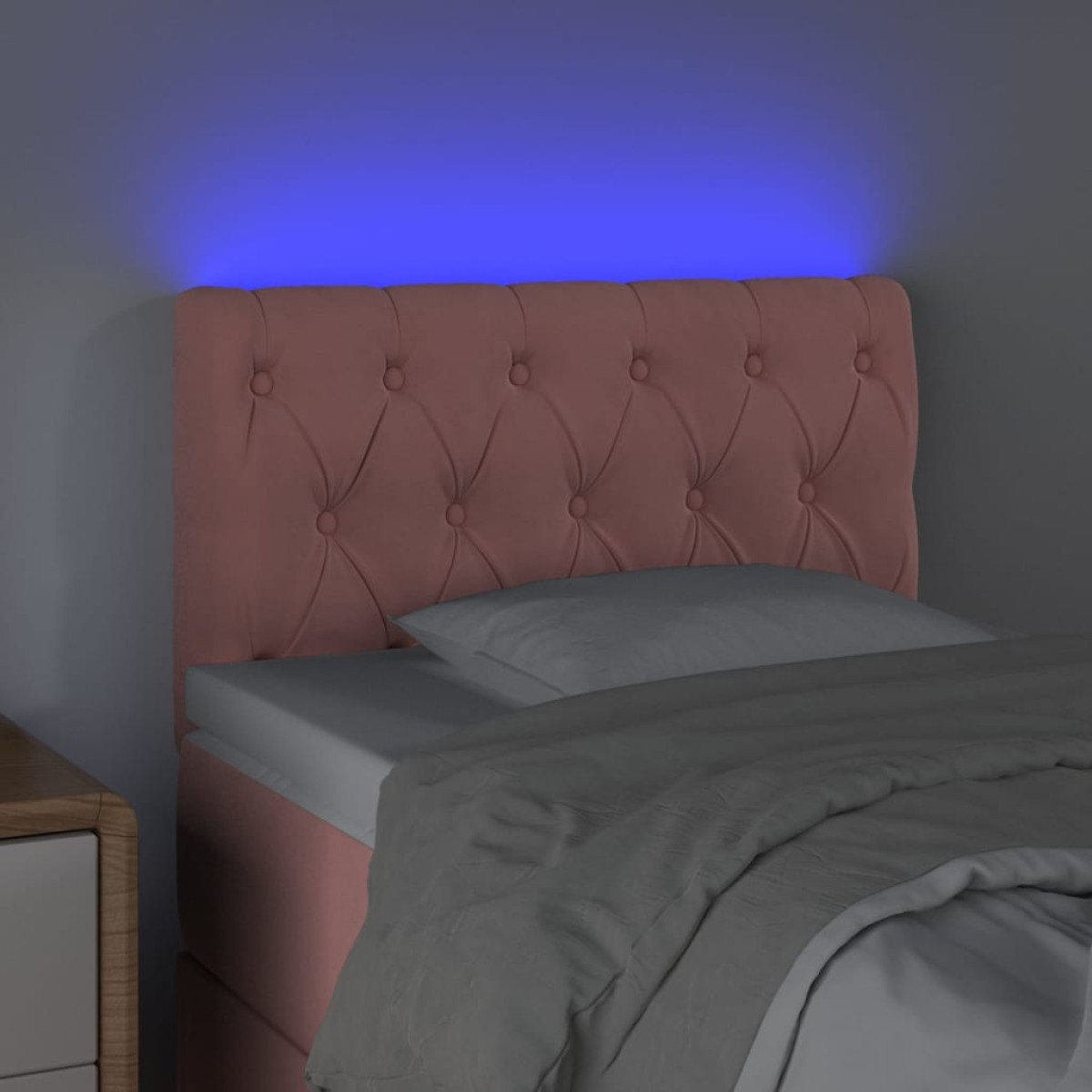 vidaXL Κεφαλάρι Κρεβατιού LED Ροζ 80x7x78/88 εκ. Βελούδινο