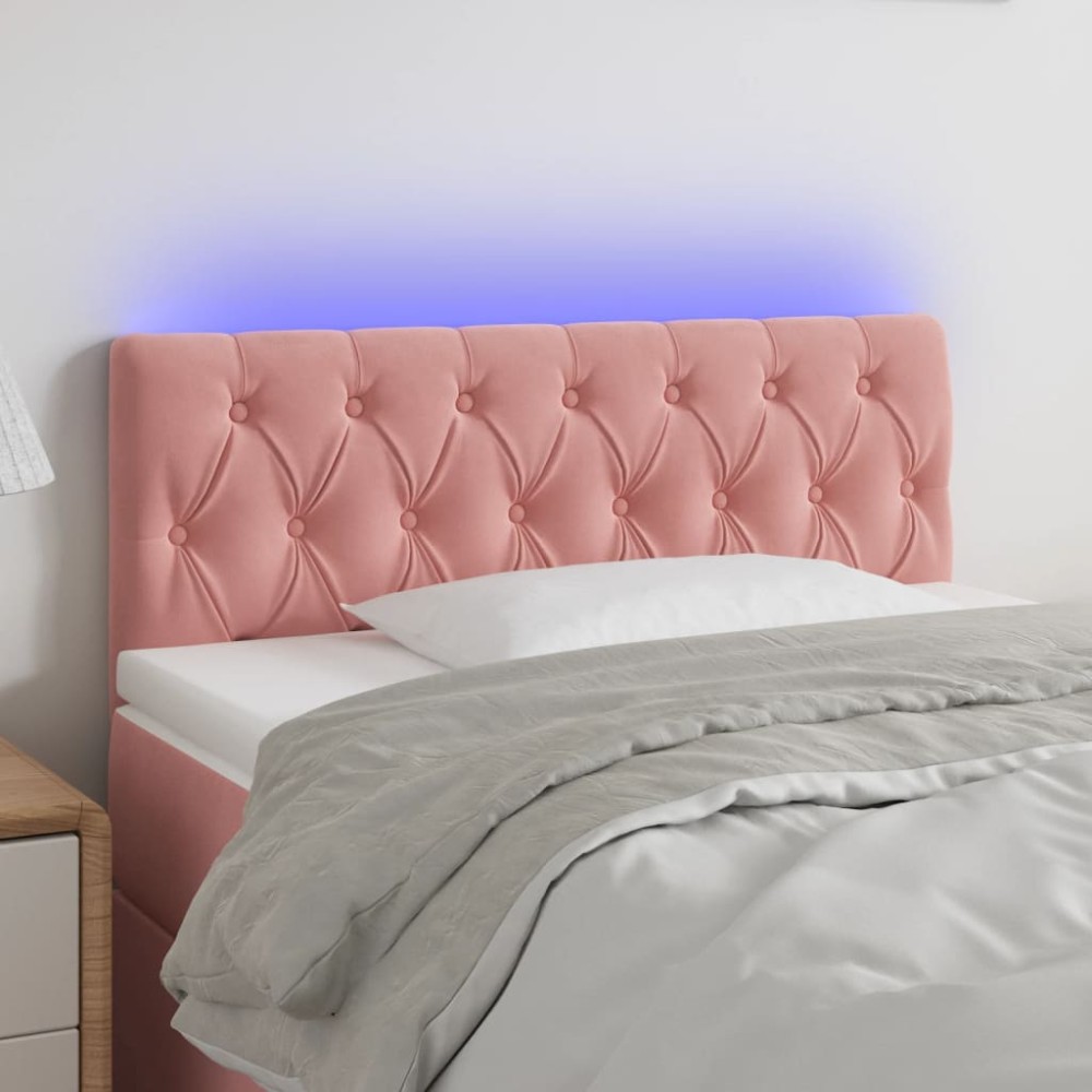 vidaXL Κεφαλάρι Κρεβατιού LED Ροζ 100x7x78/88 εκ. Βελούδινο
